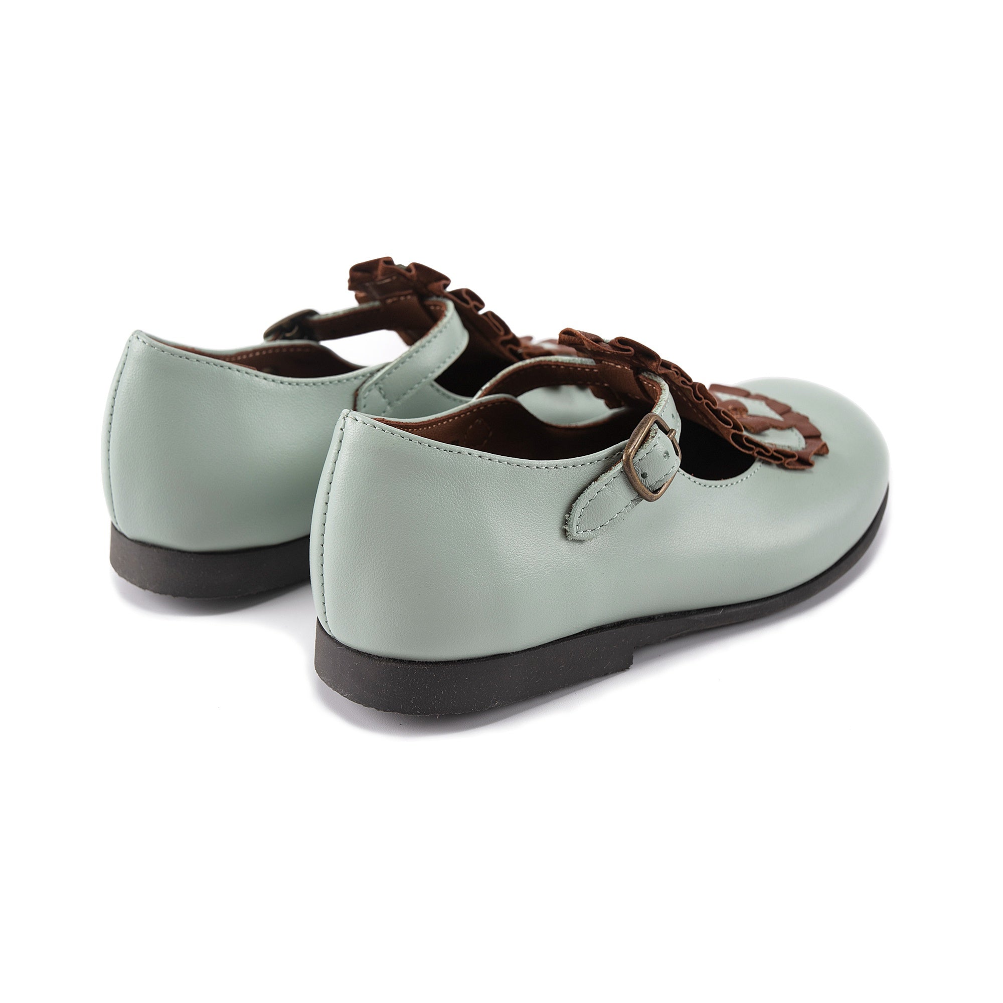 Girls Light Blue Leather Shoes