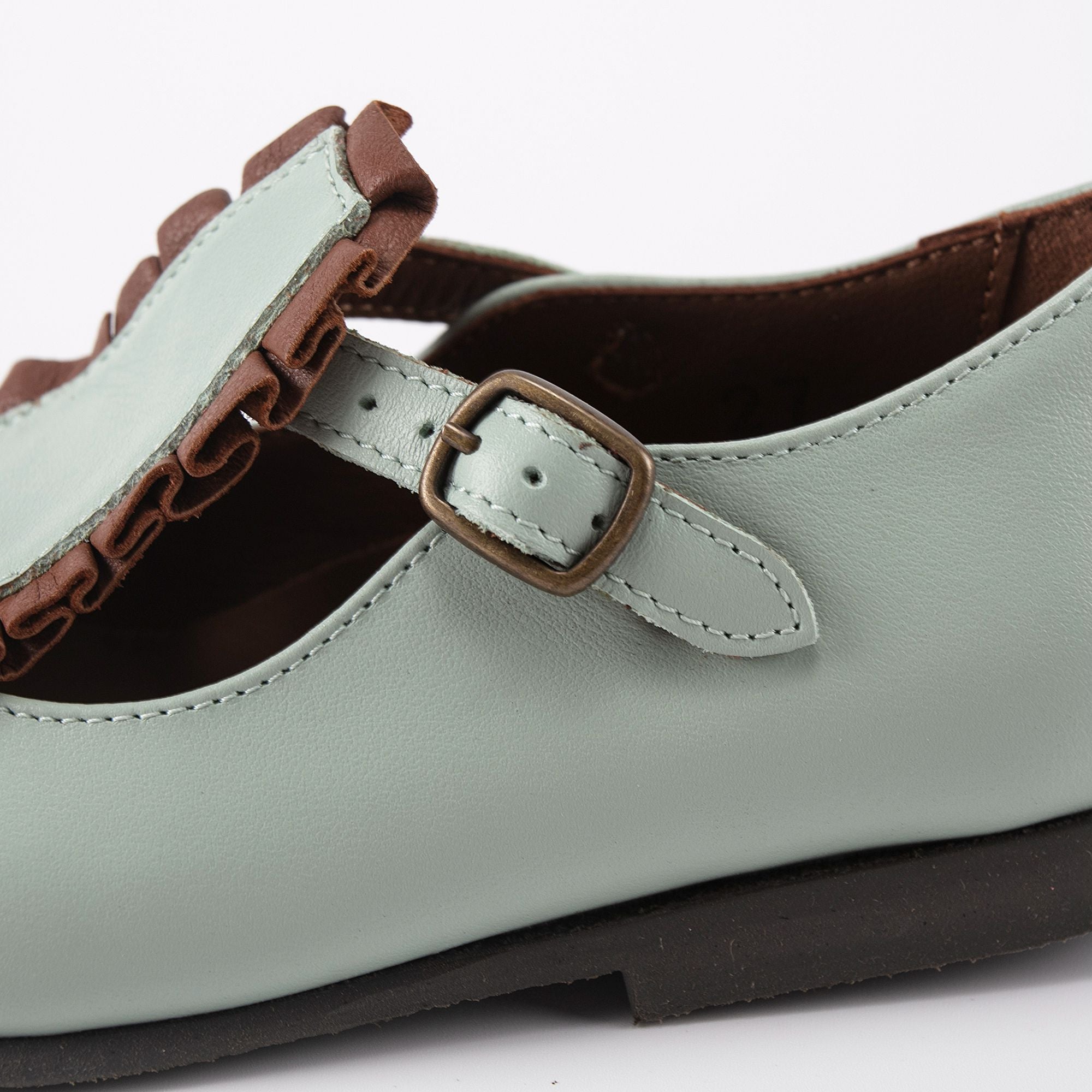Girls Light Blue Leather Shoes