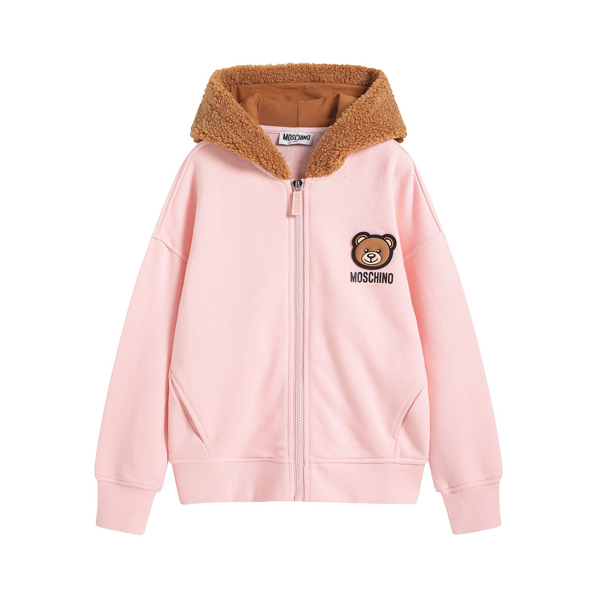 Girls Pink Logo Hooded Zip-Up Top