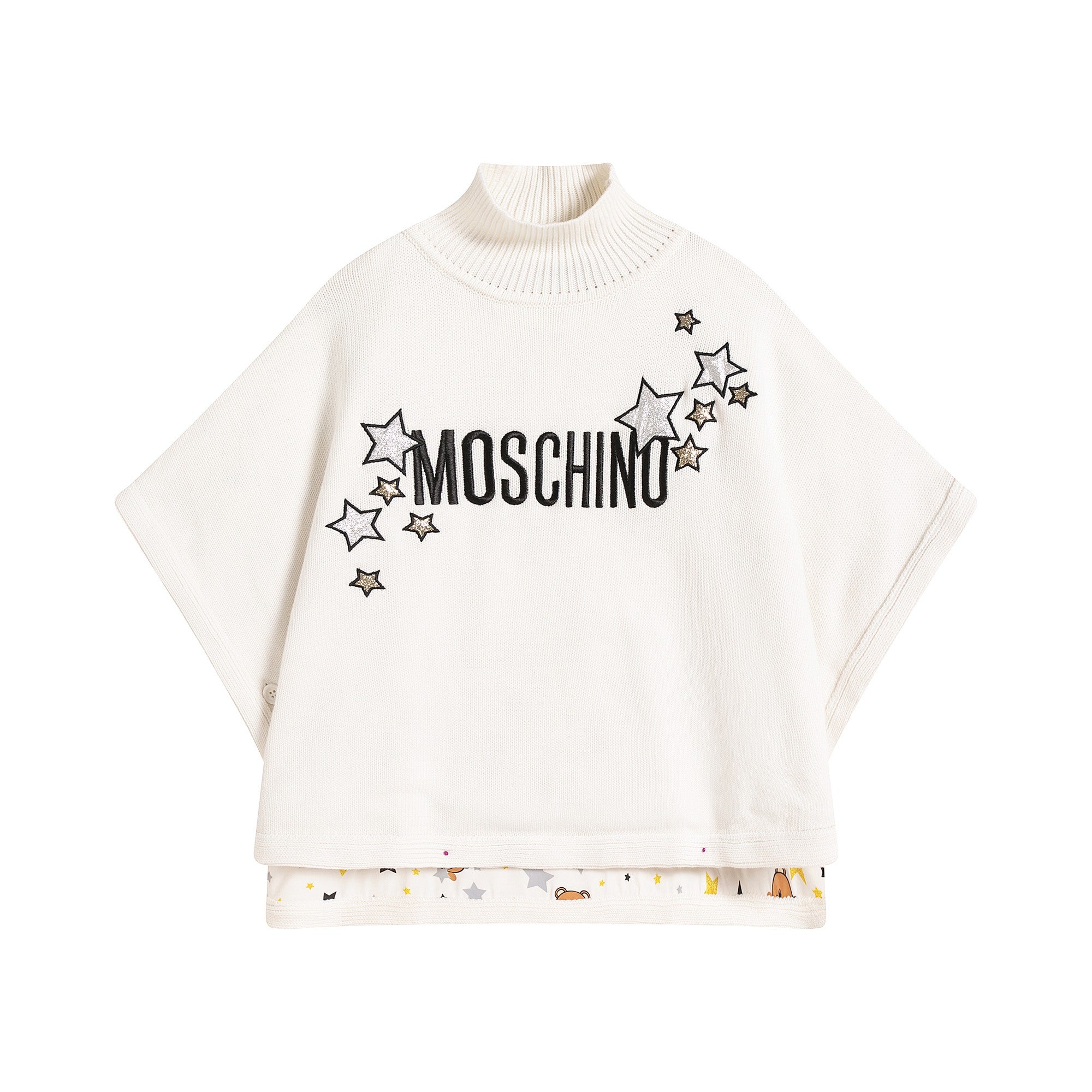 Girls White Embroidered Logo Cape