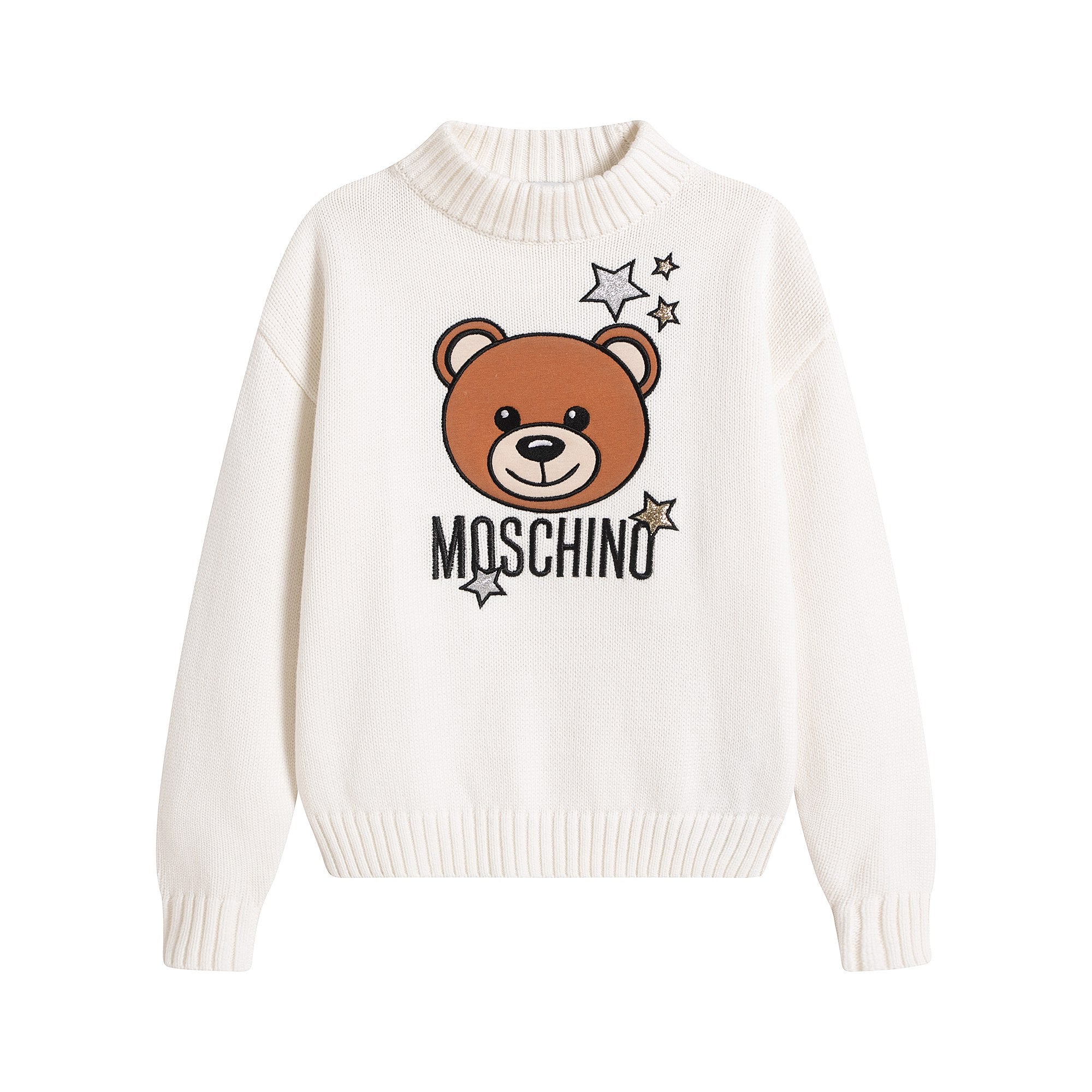 Girls White Logo Cotton Sweater