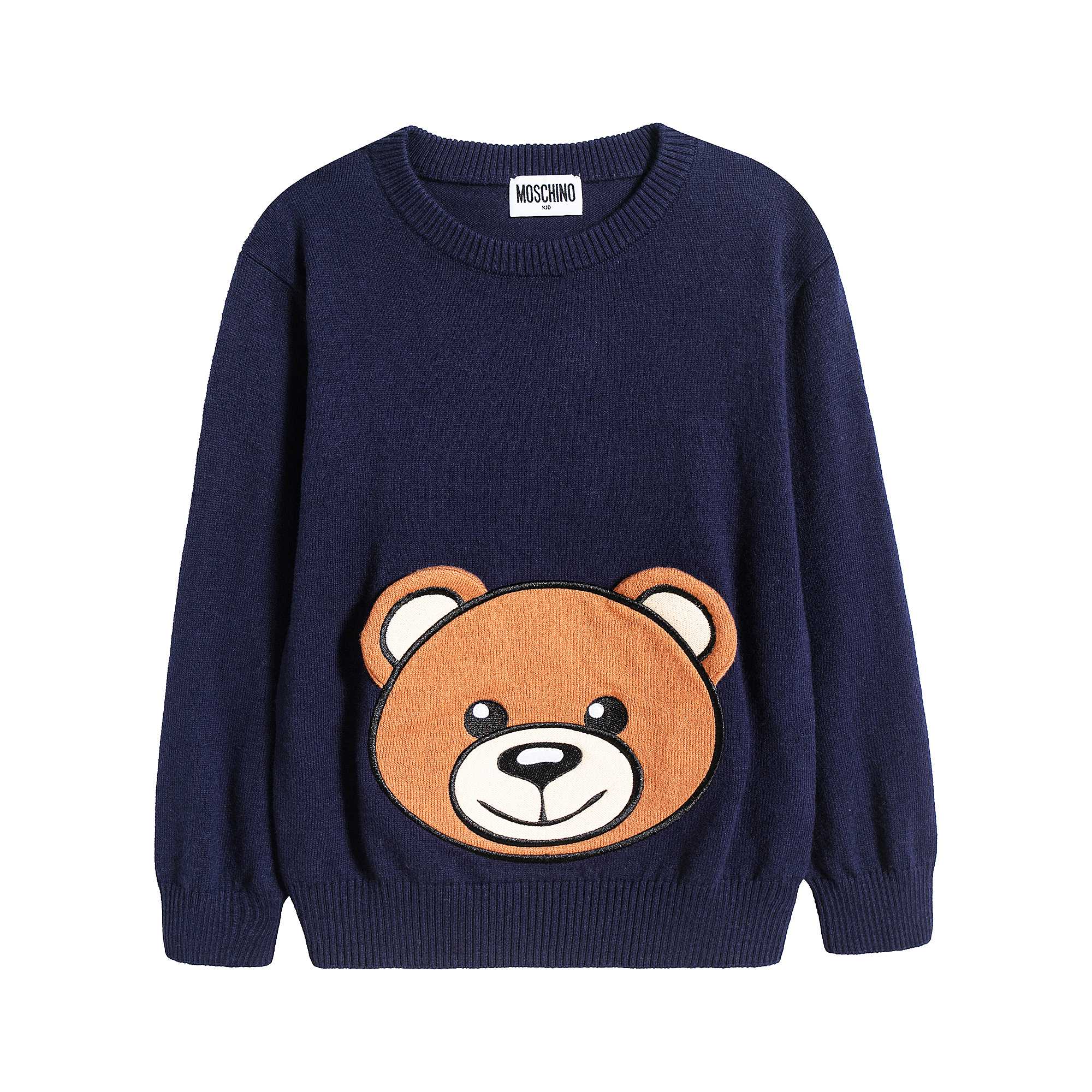 Girls Navy Teddy Bear Jumper