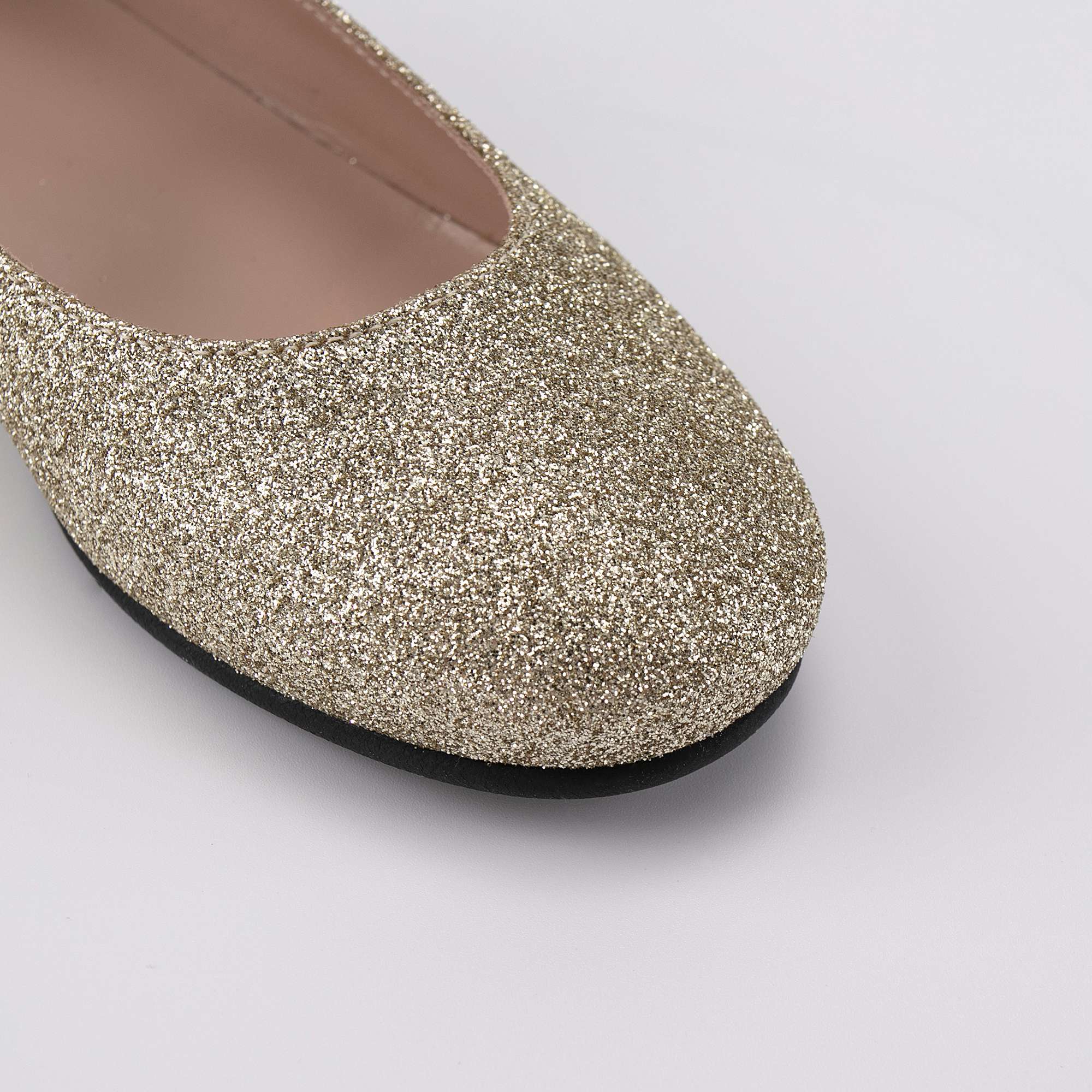 Girls Gold Glitter Flat Shoes