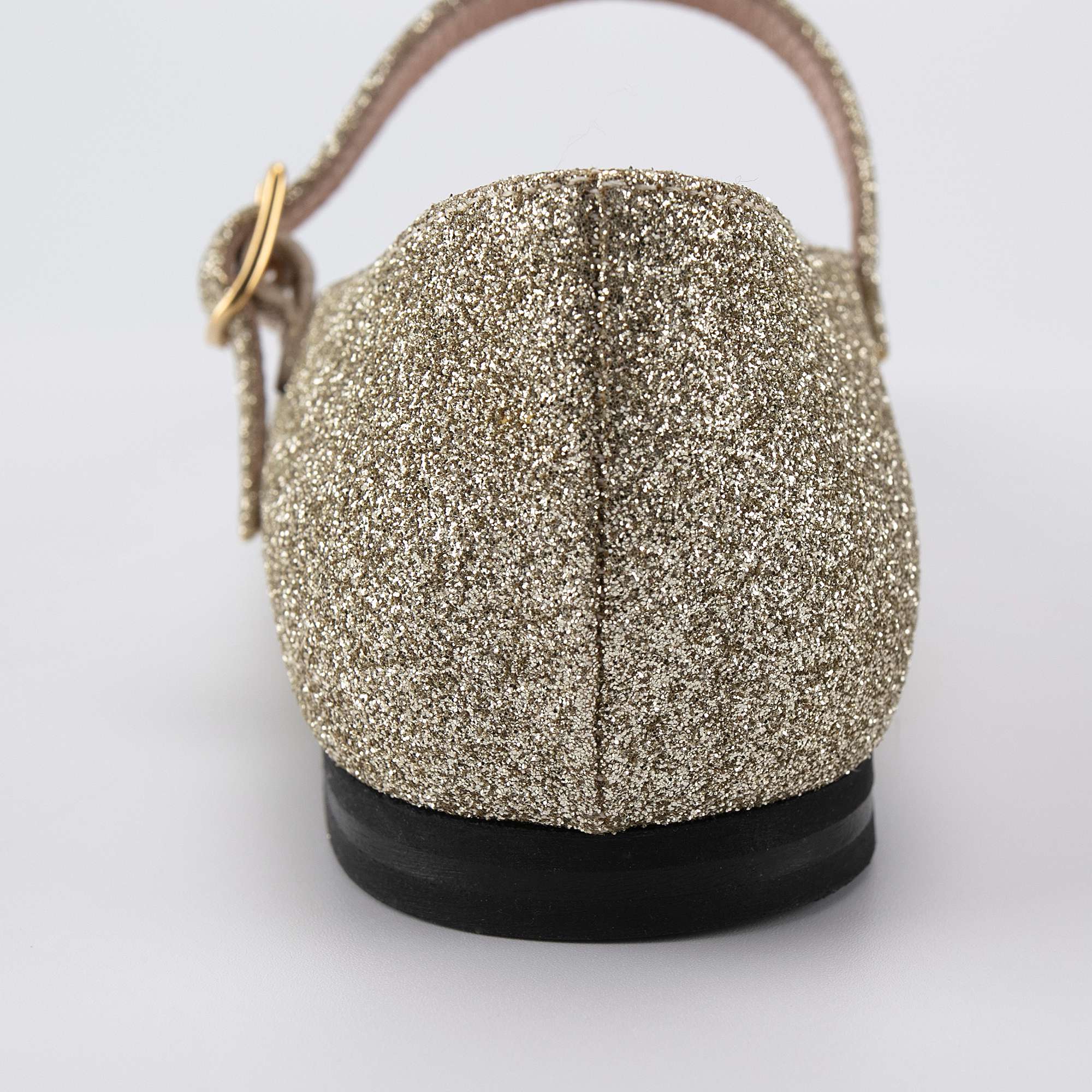 Girls Gold Glitter Flat Shoes