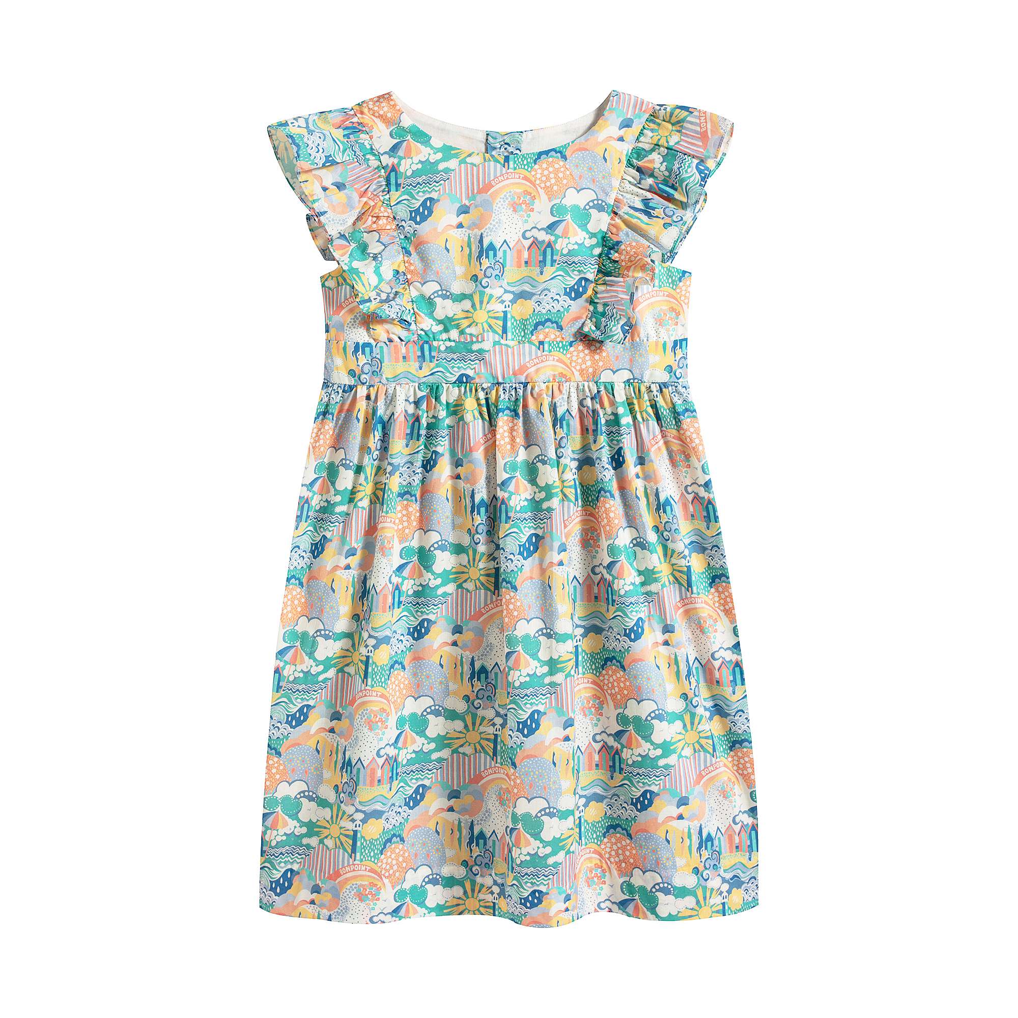 Girls Multicolor Painted Cotton Dress