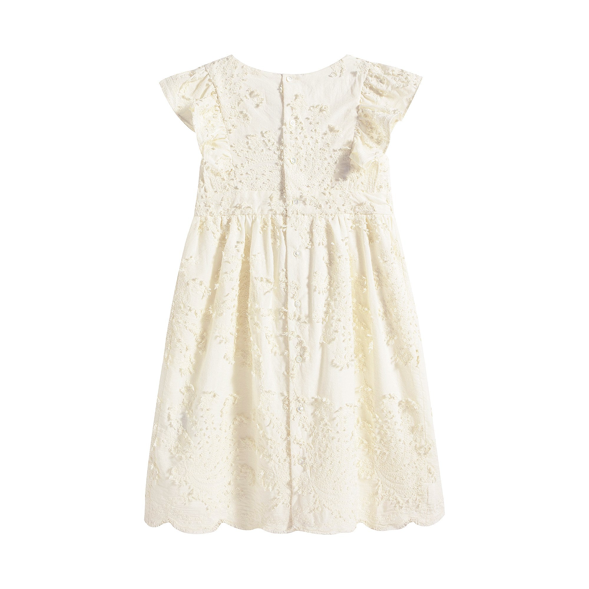 Girls White Embroidered Cotton Dress