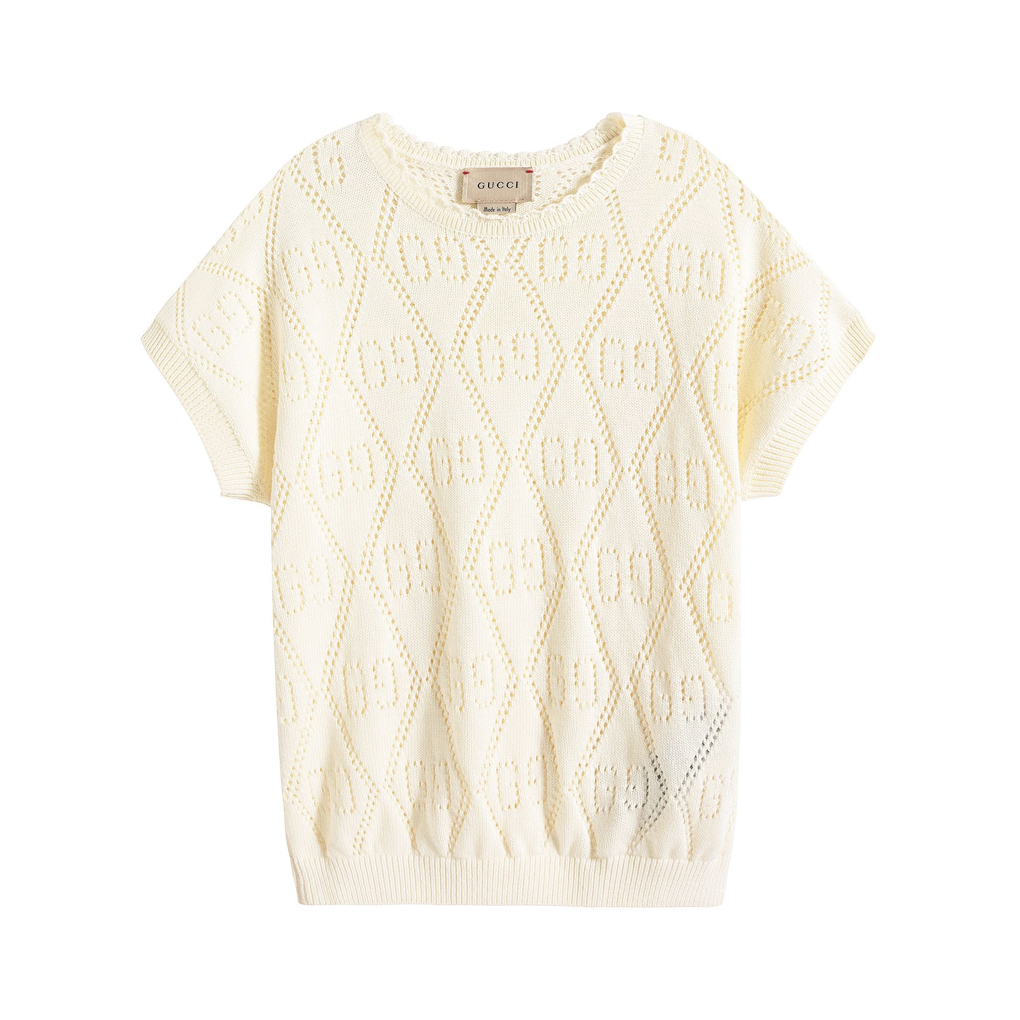 Girls White GG Cotton Sweater