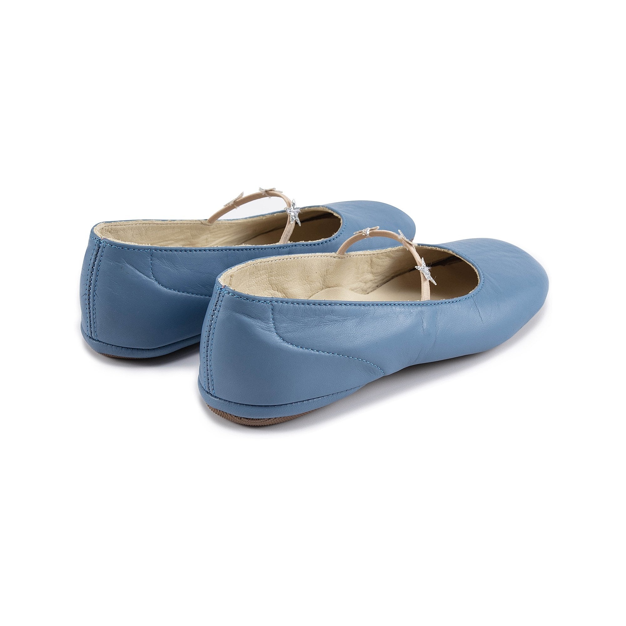 Girls Blue Stars Leather Shoes