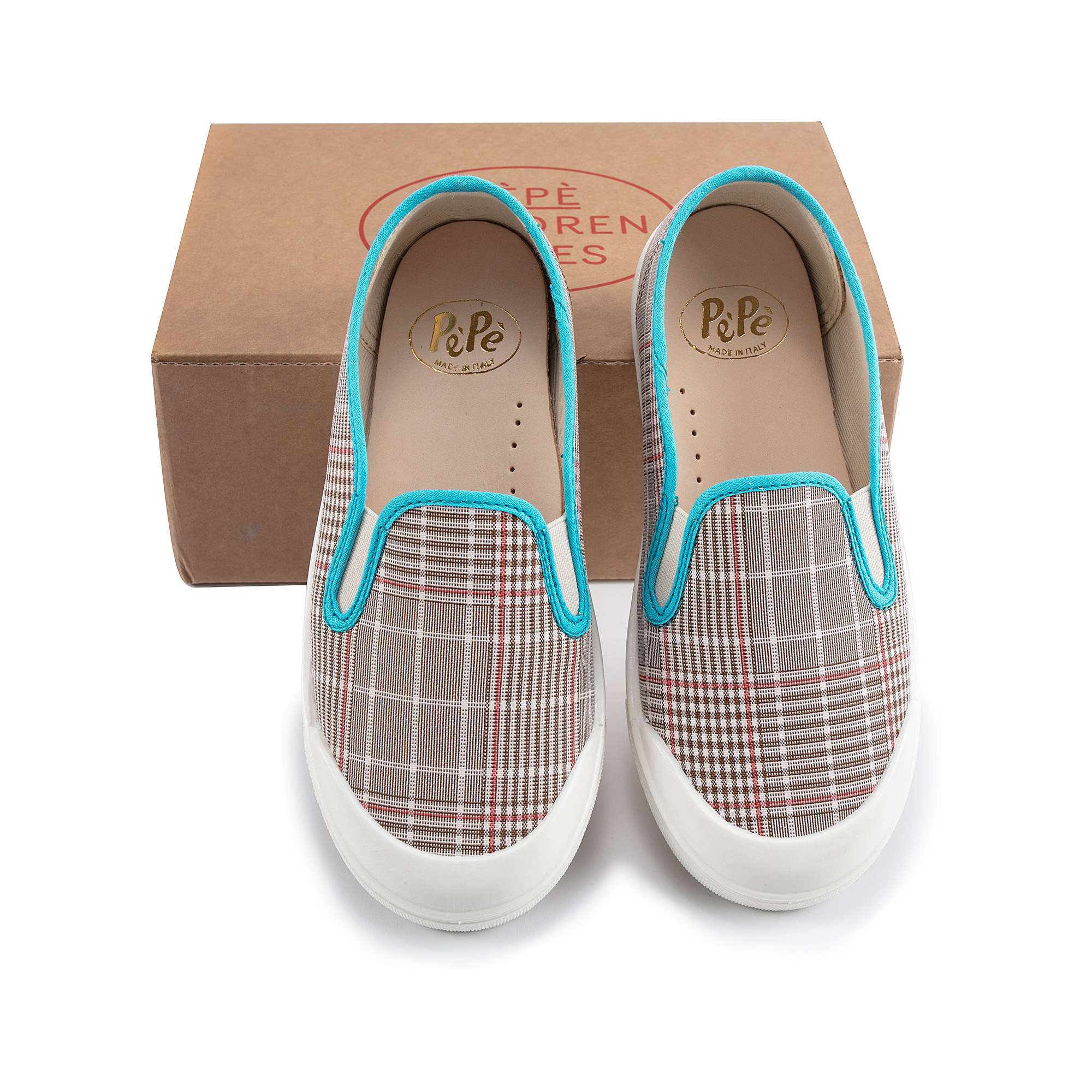 Boys & Girls Beige Check Shoes