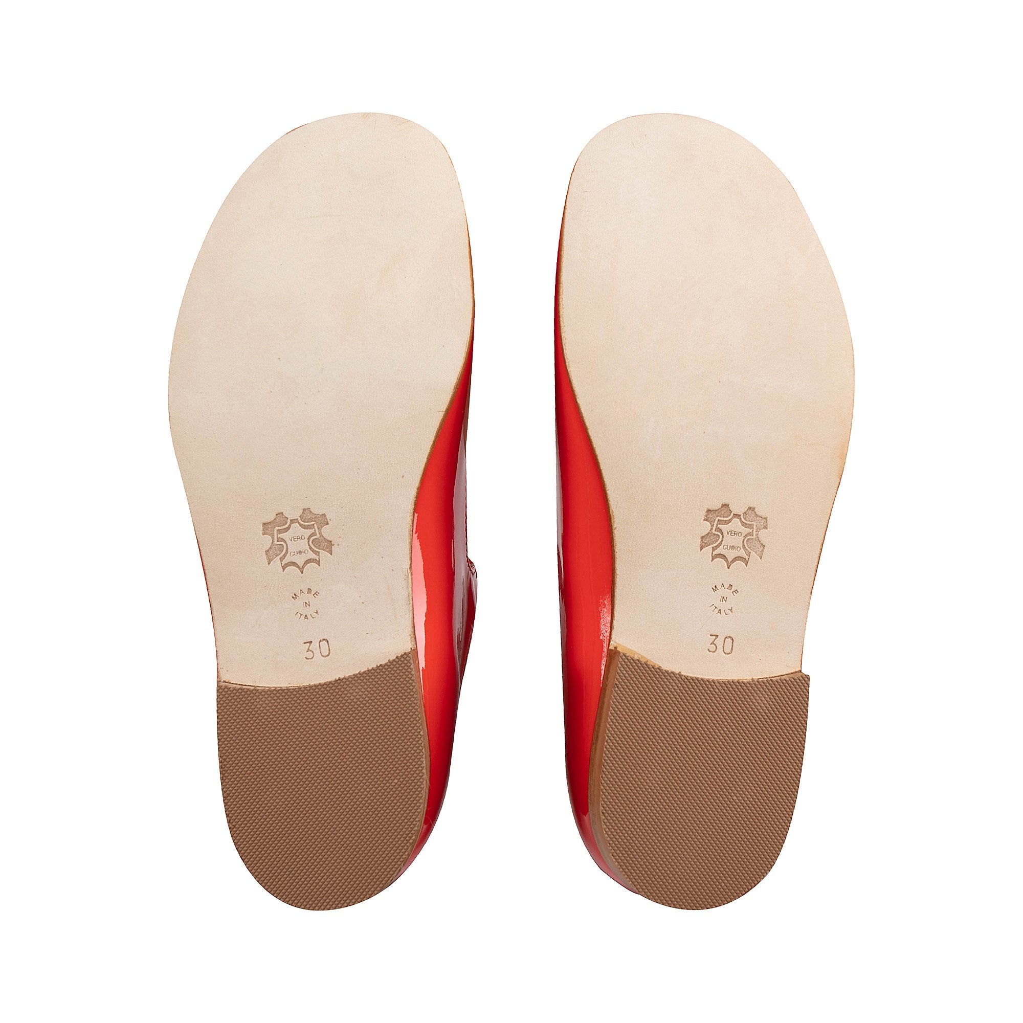 Girls Bright Red Leather Shoes