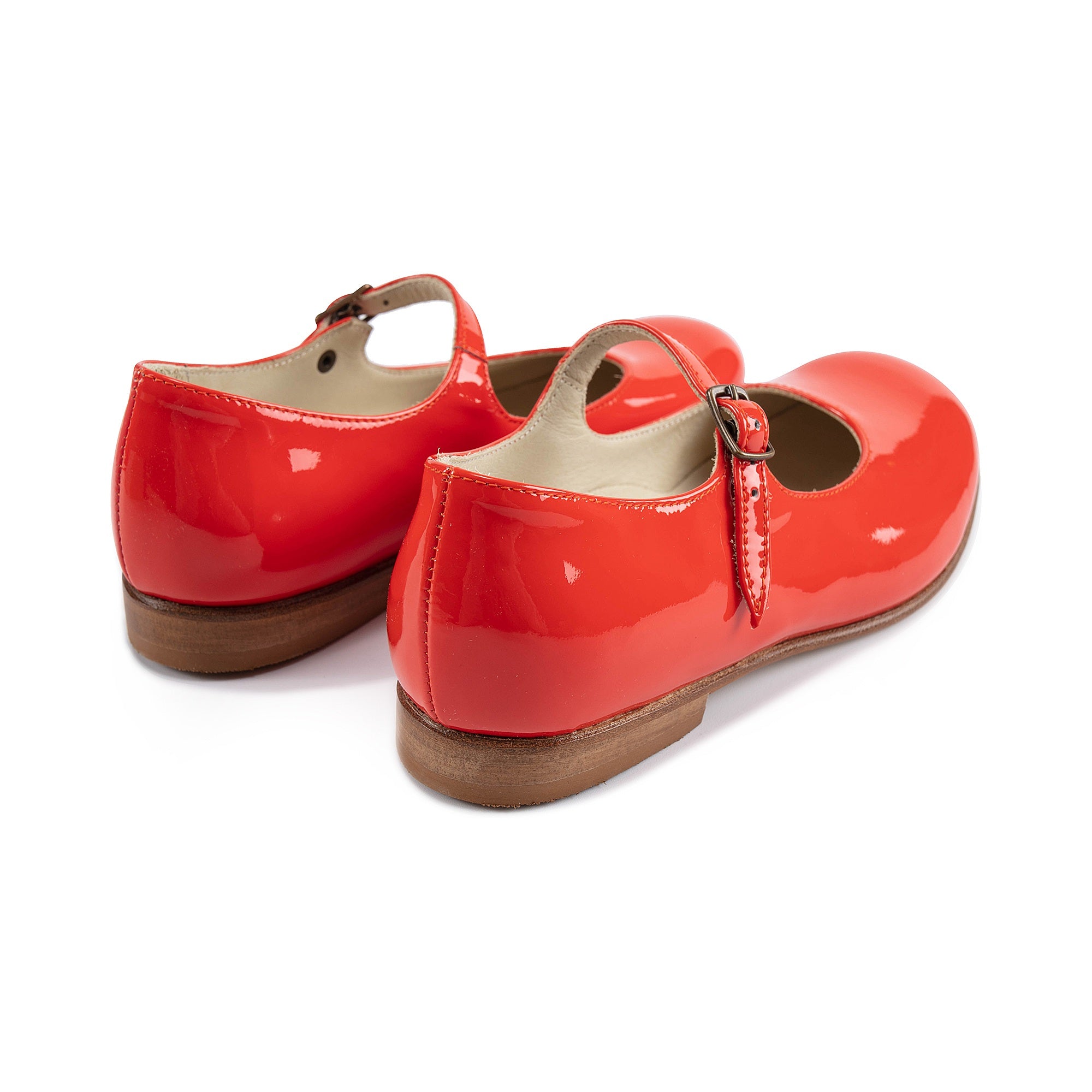 Girls Bright Red Leather Shoes