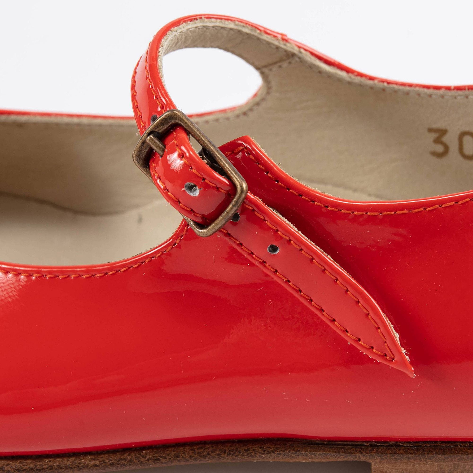 Girls Bright Red Leather Shoes