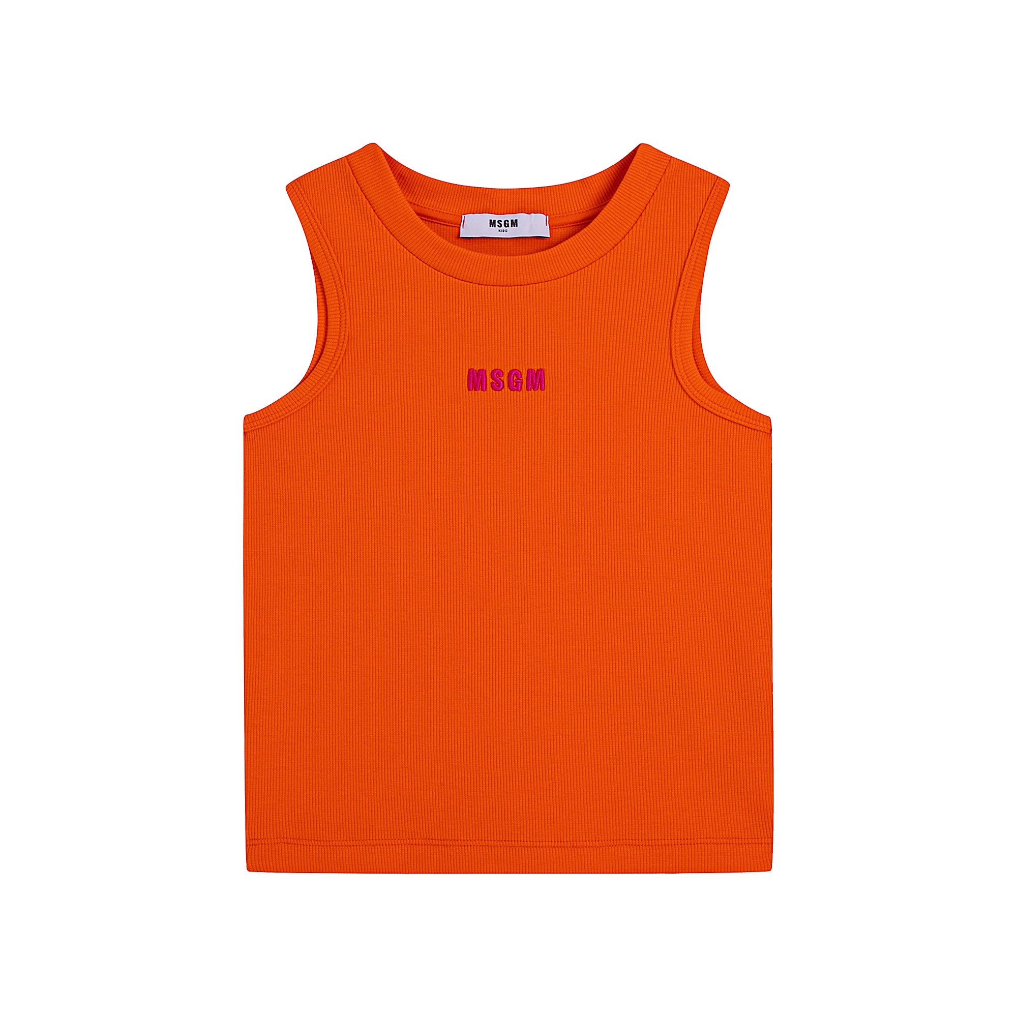 Girls Orange Logo Cotton Tank Top