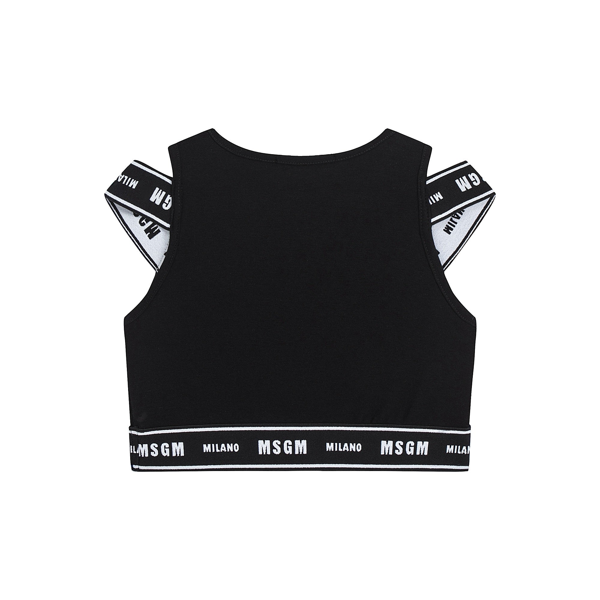 Girls Black Cotton Vest Set