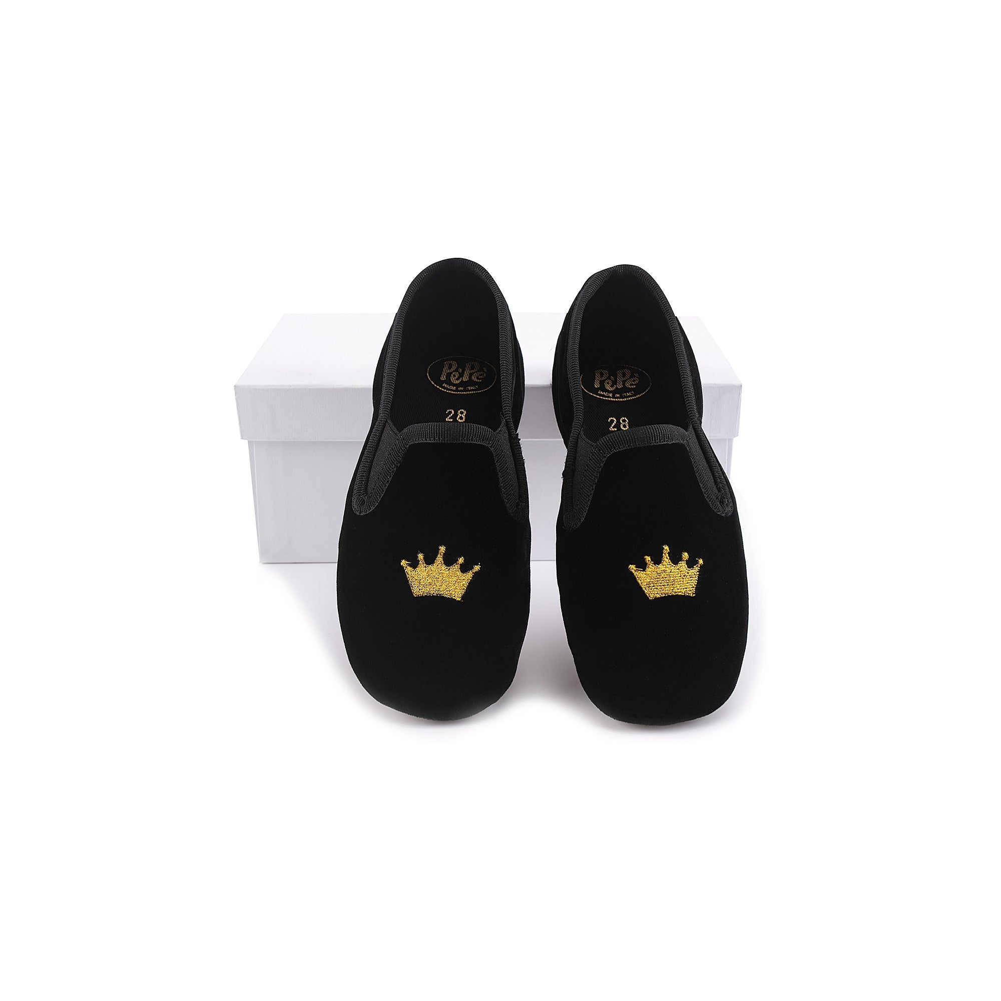 Girls Black Crown Flat Shoes
