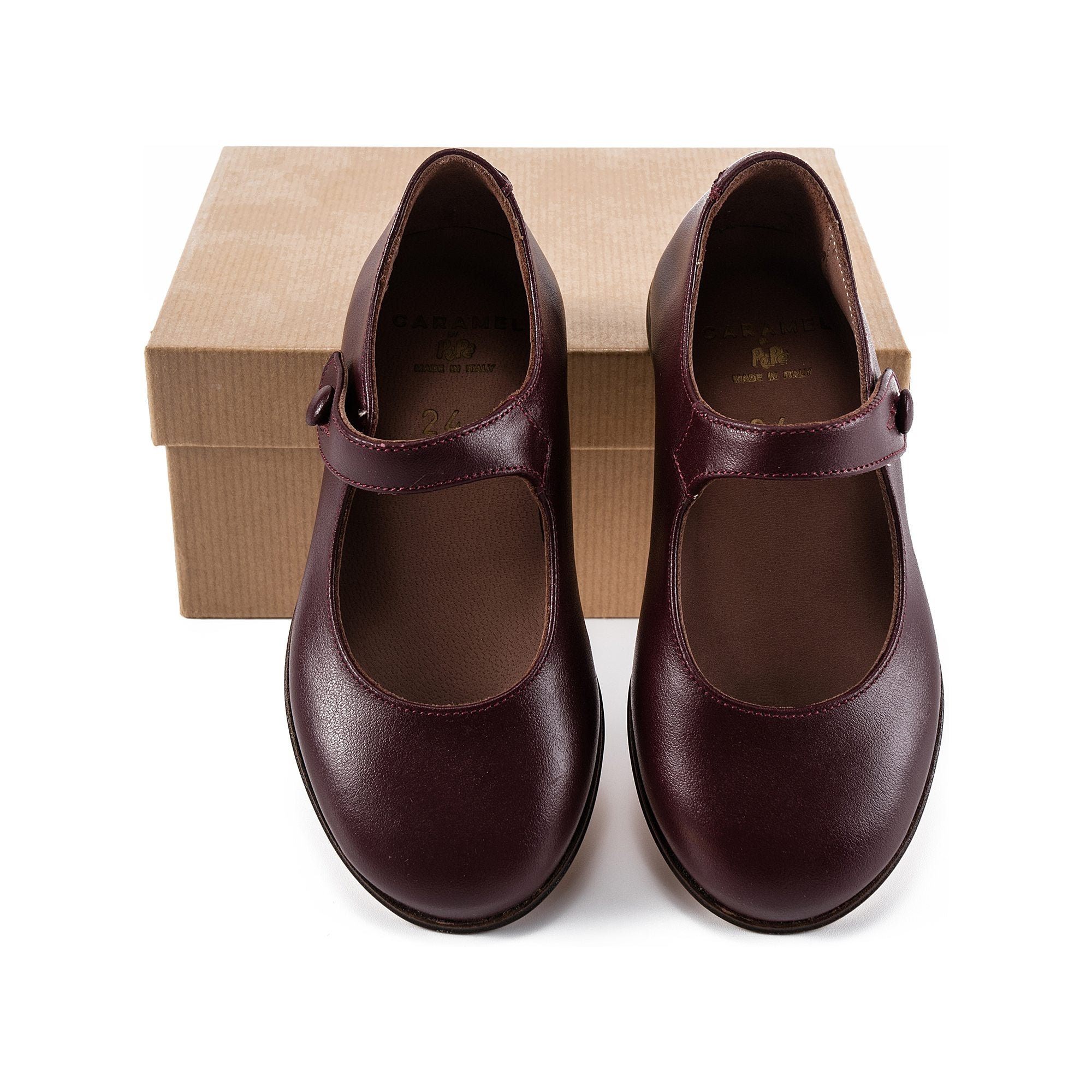 Girls Wine Red Leather Shoes