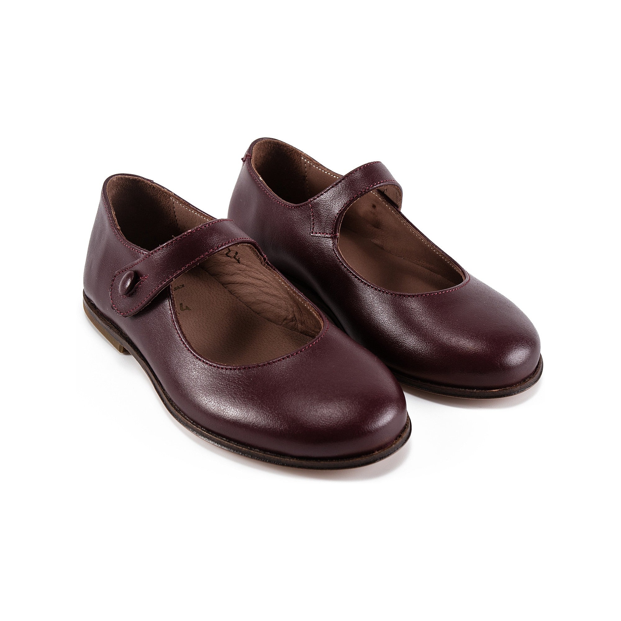 Girls Wine Red Leather Shoes