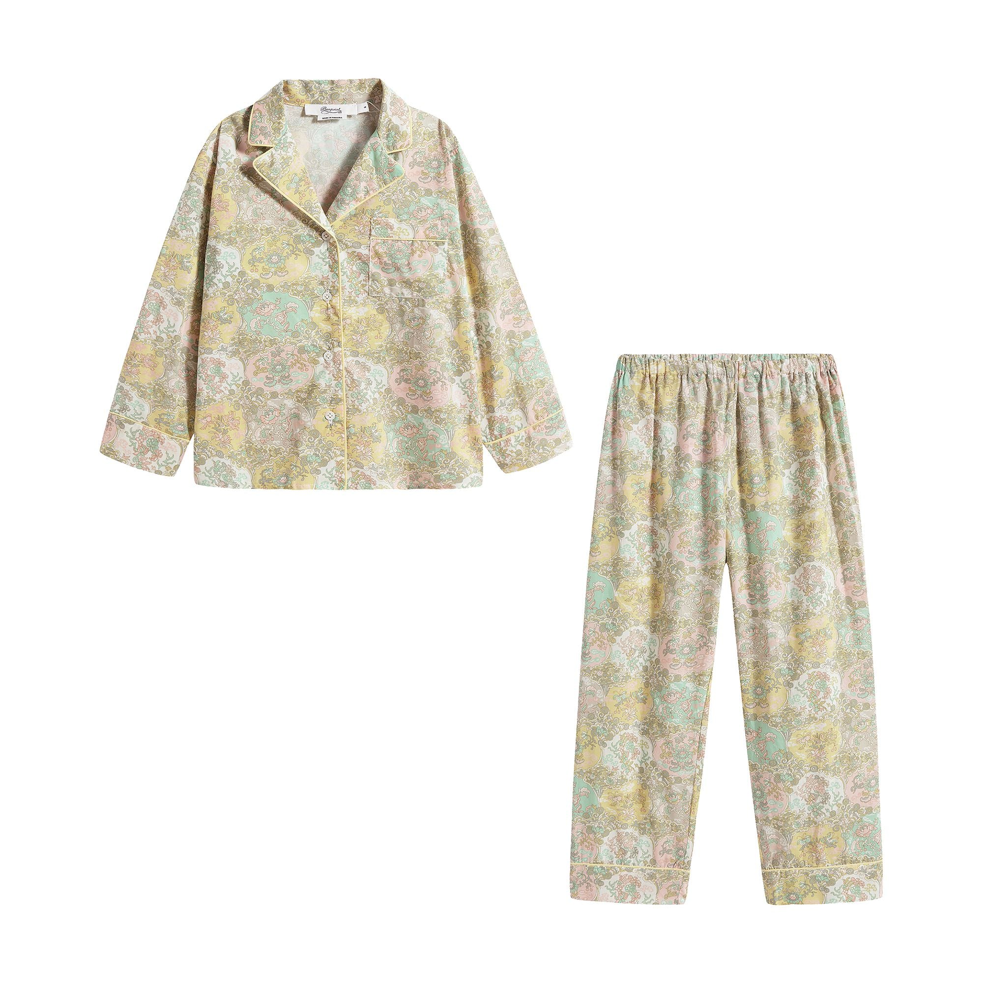Girls Yellow Floral Cotton Nightwear Set