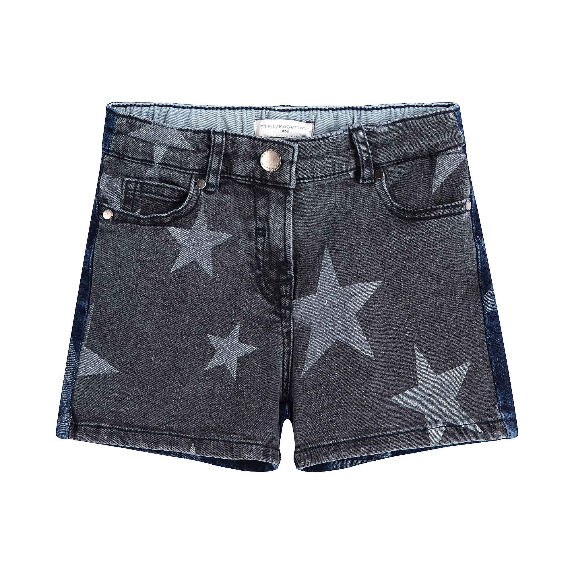 Girls Dark Grey Stars Denim Shorts