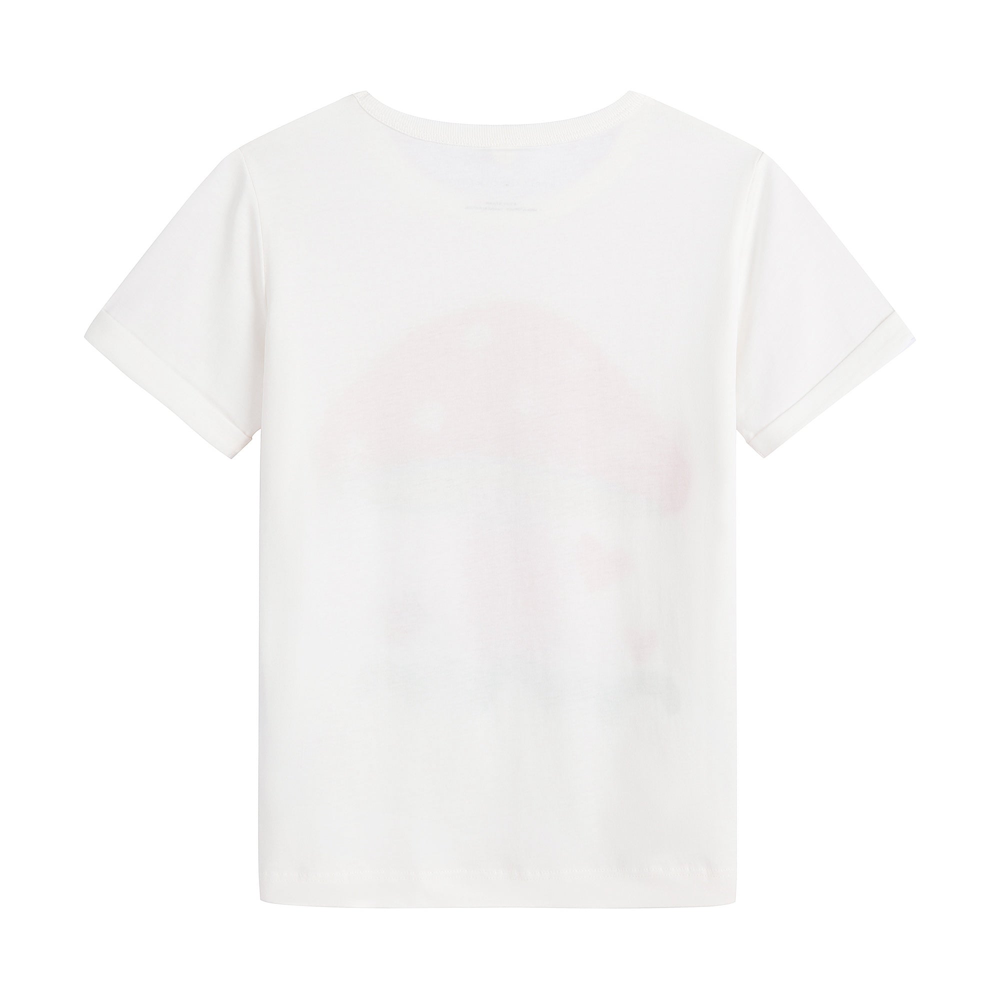 Girls White Mushroom Printed Cotton T-Shirt