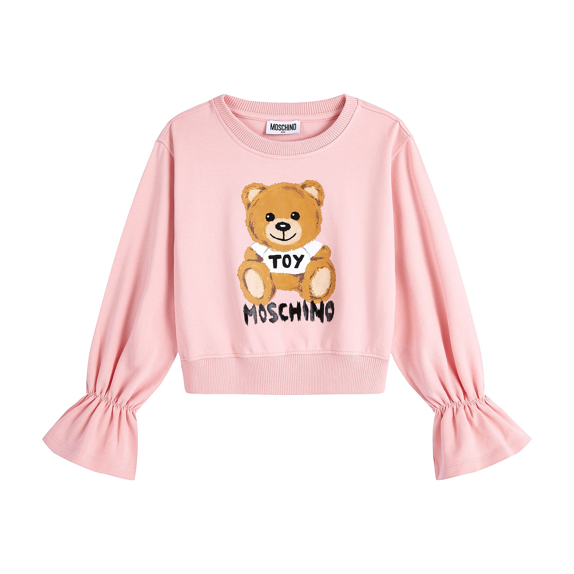 Girls Pink Printed Cotton Sweatshirt