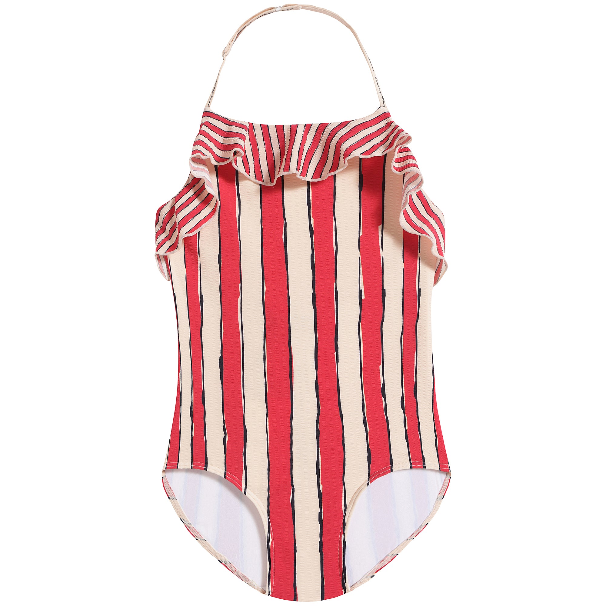 Girls Red/Pink Stripe Swimwear