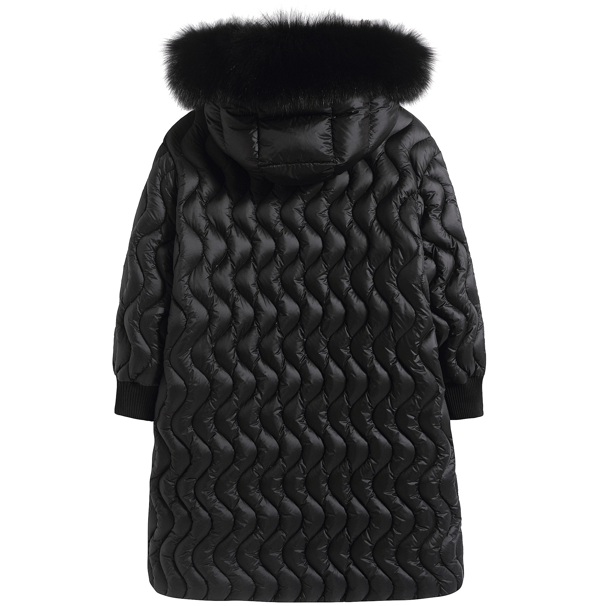 Girls Black Pearl Long Parka