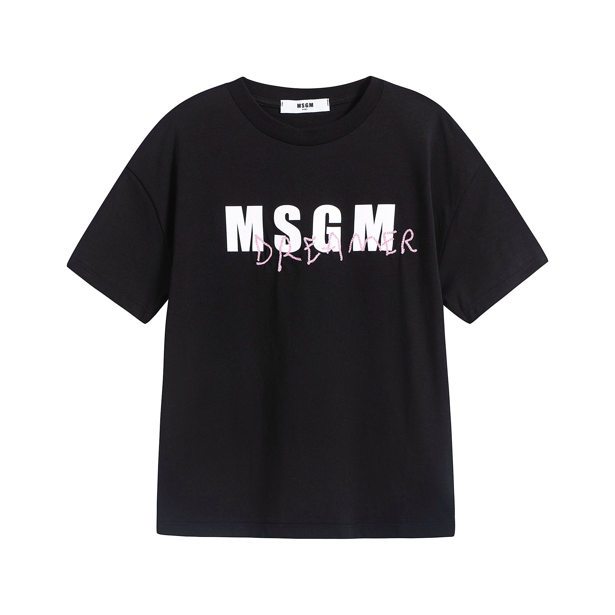 Girls Black Logo Cotton T-Shirt