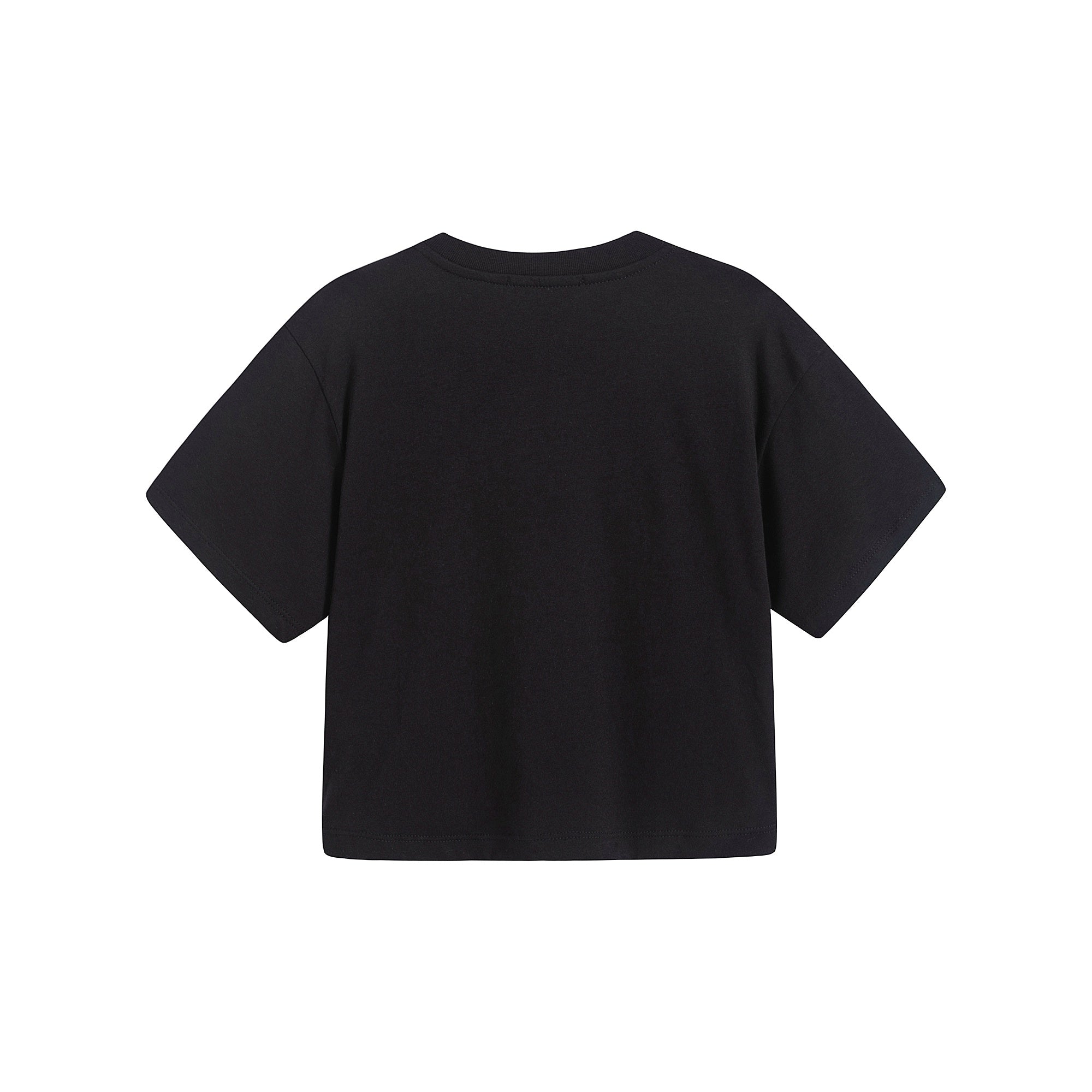 Girls Black Glitter Logo Cotton T-Shirt