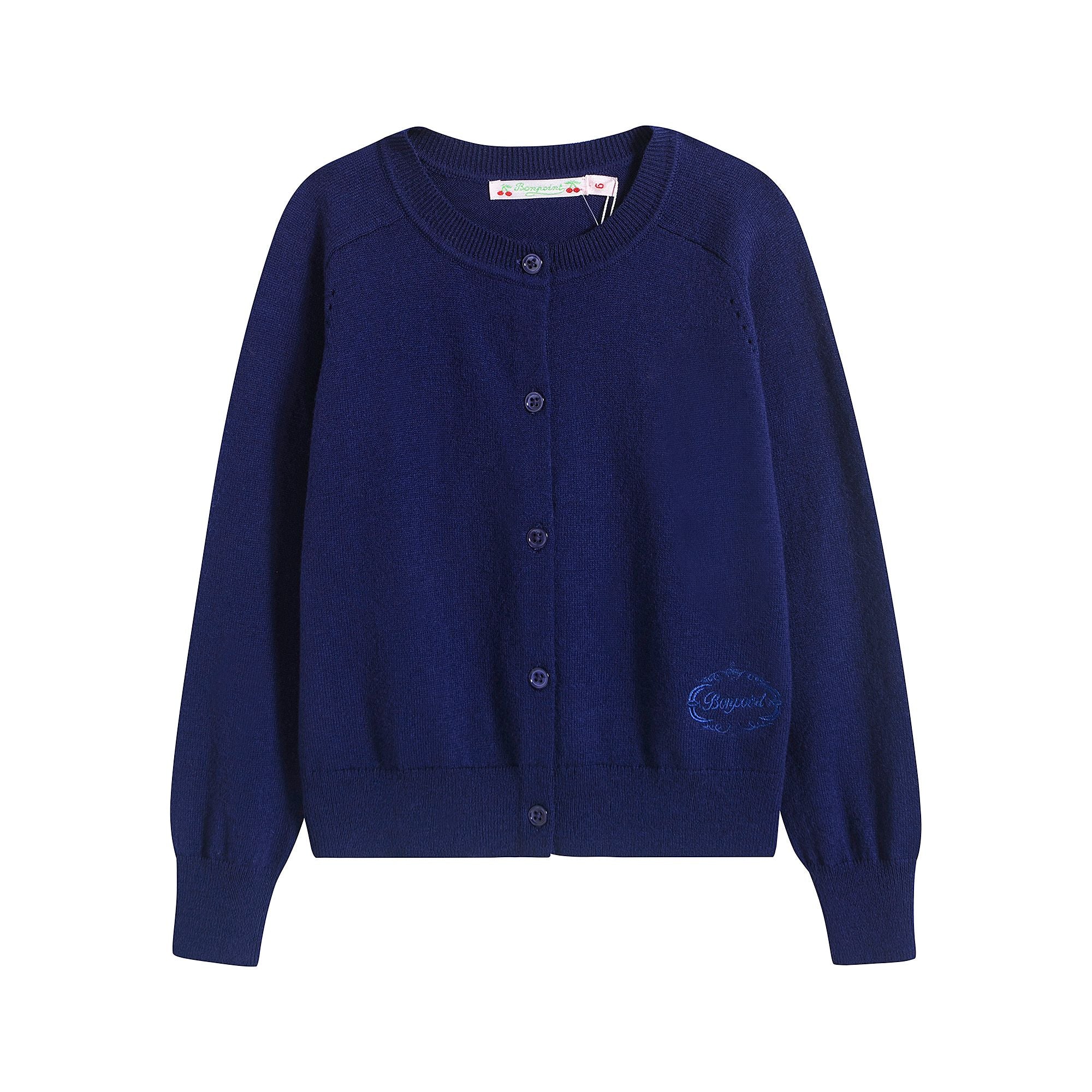 Girls Blue Logo Wool Cardigan