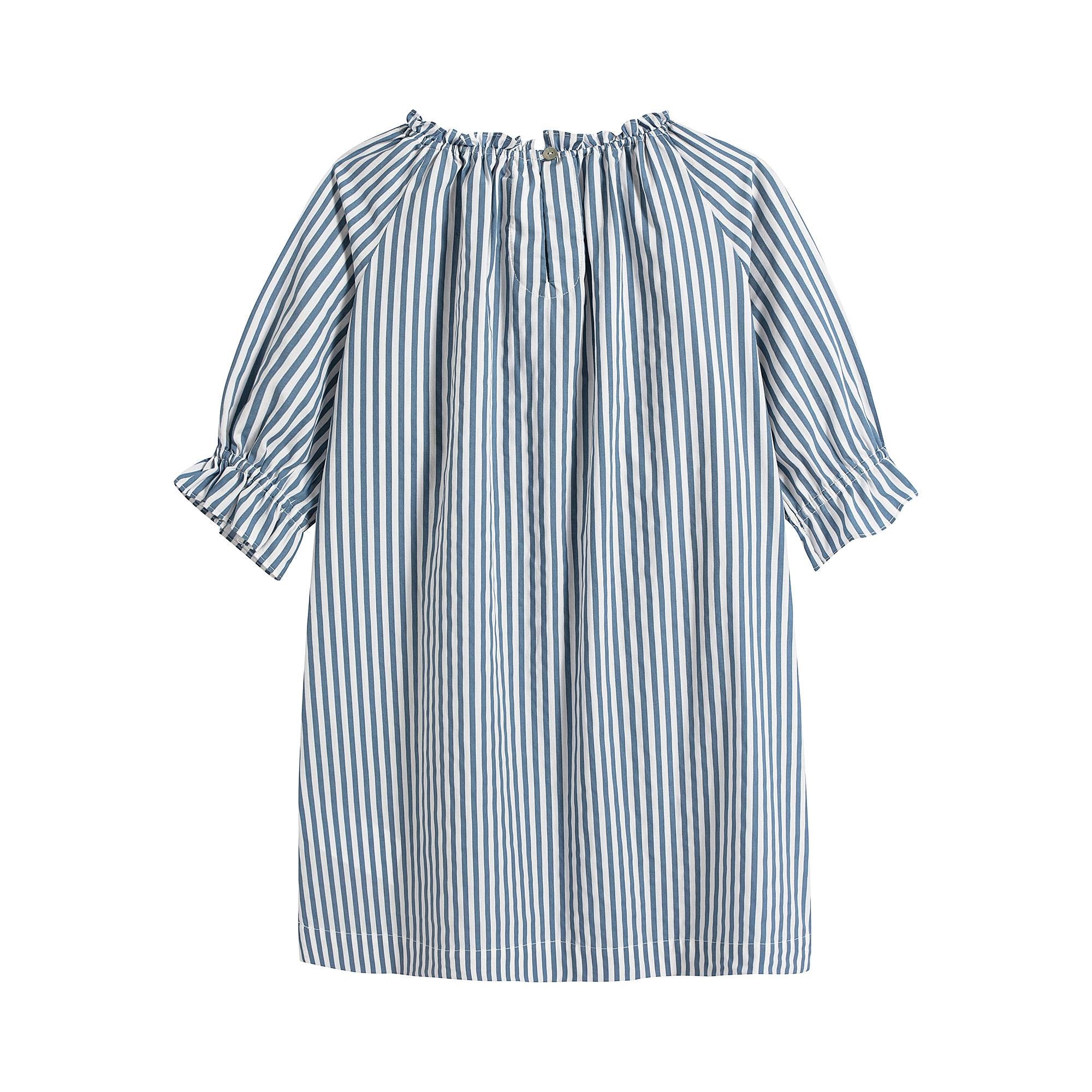 Girls Blue Stripe Cotton Dress