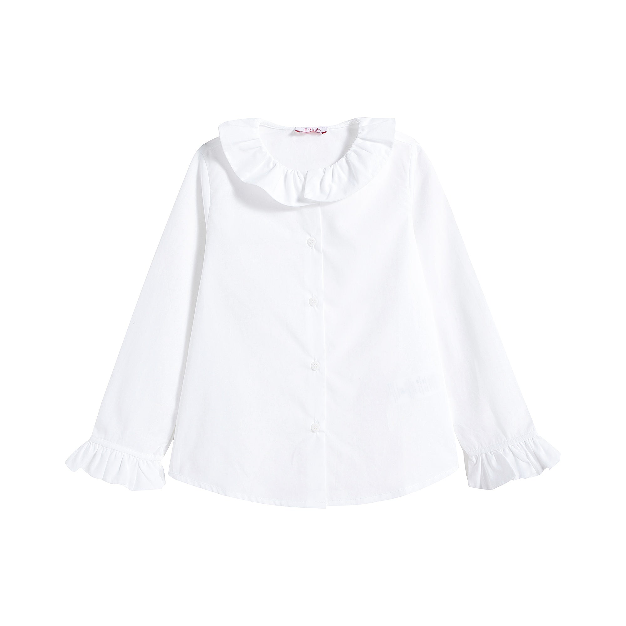 Girls White Ruffle Shirt
