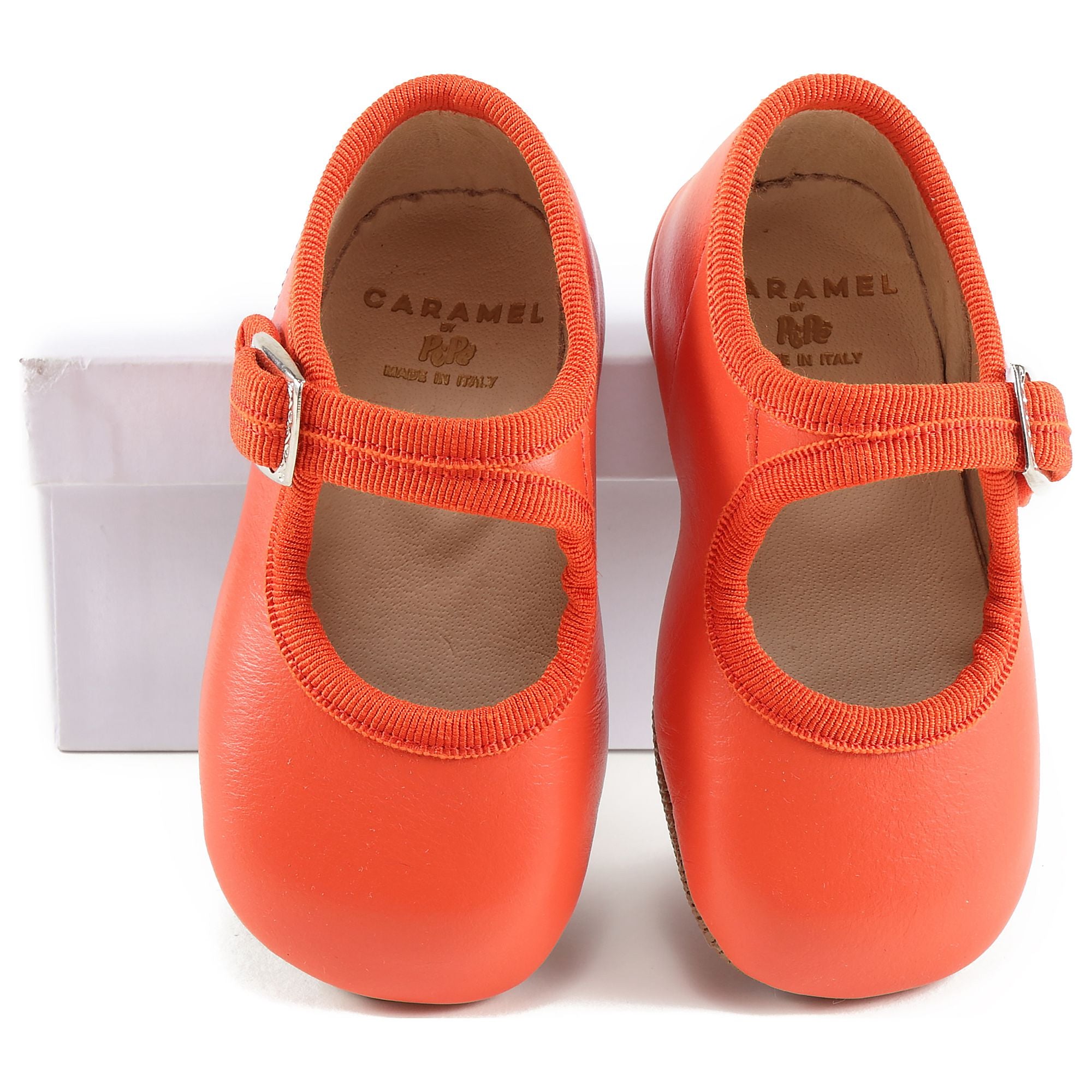 Baby Girls Orange Leather Shoes