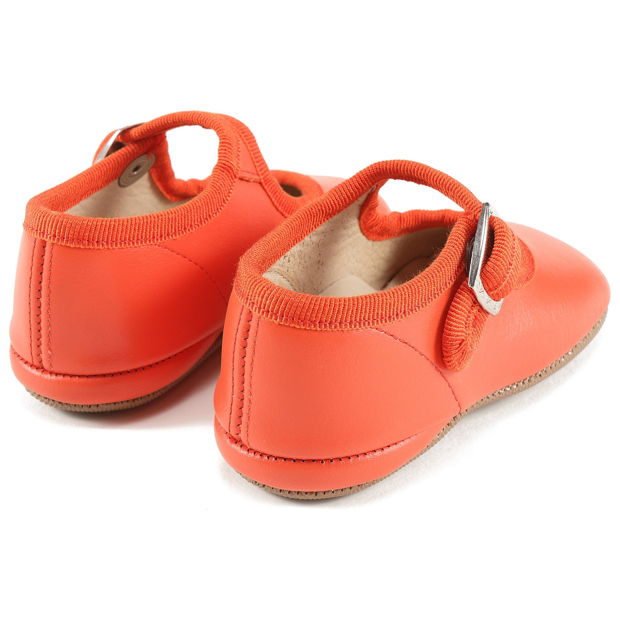 Baby Girls Orange Leather Shoes