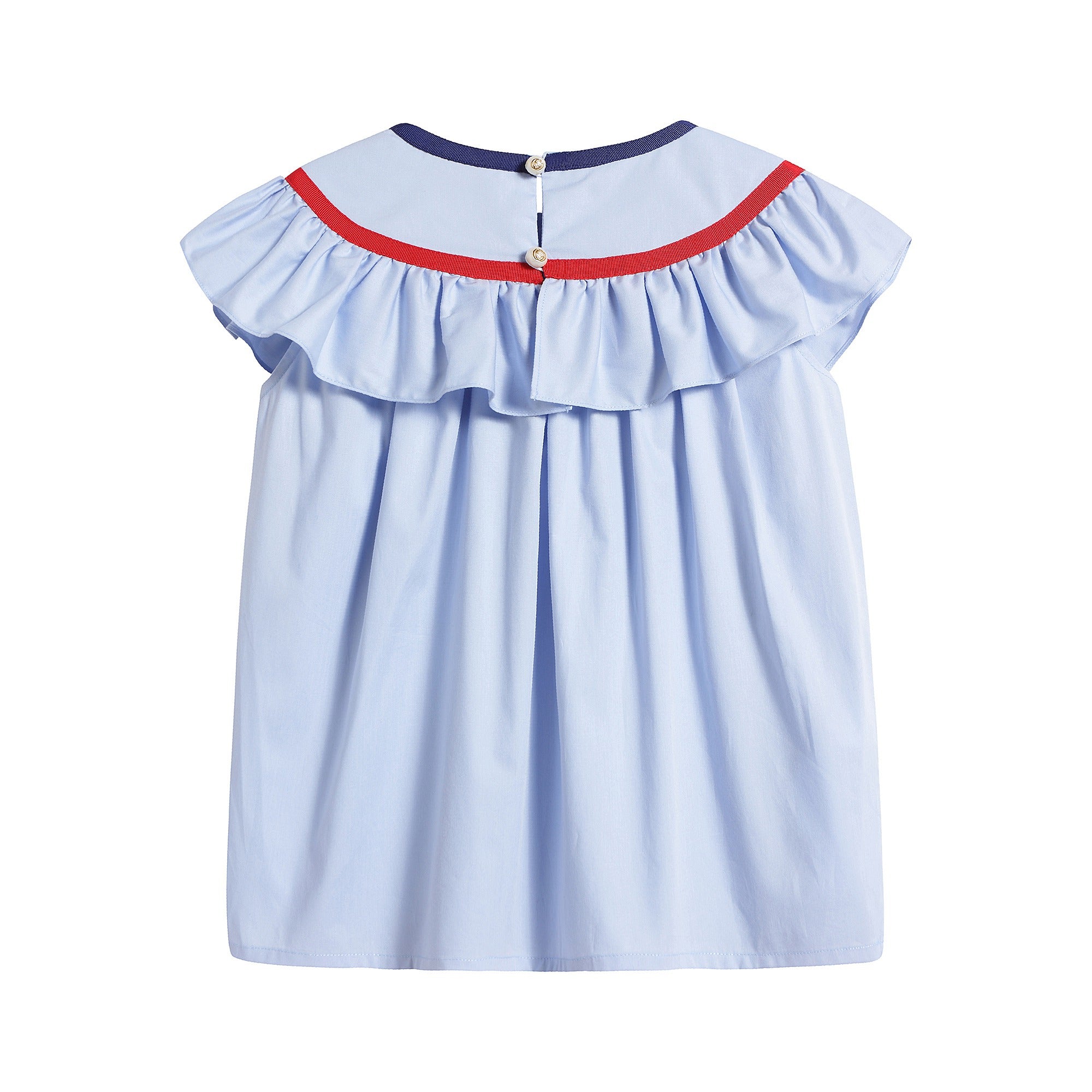 Girls Pale Blue Ruffle Blouse