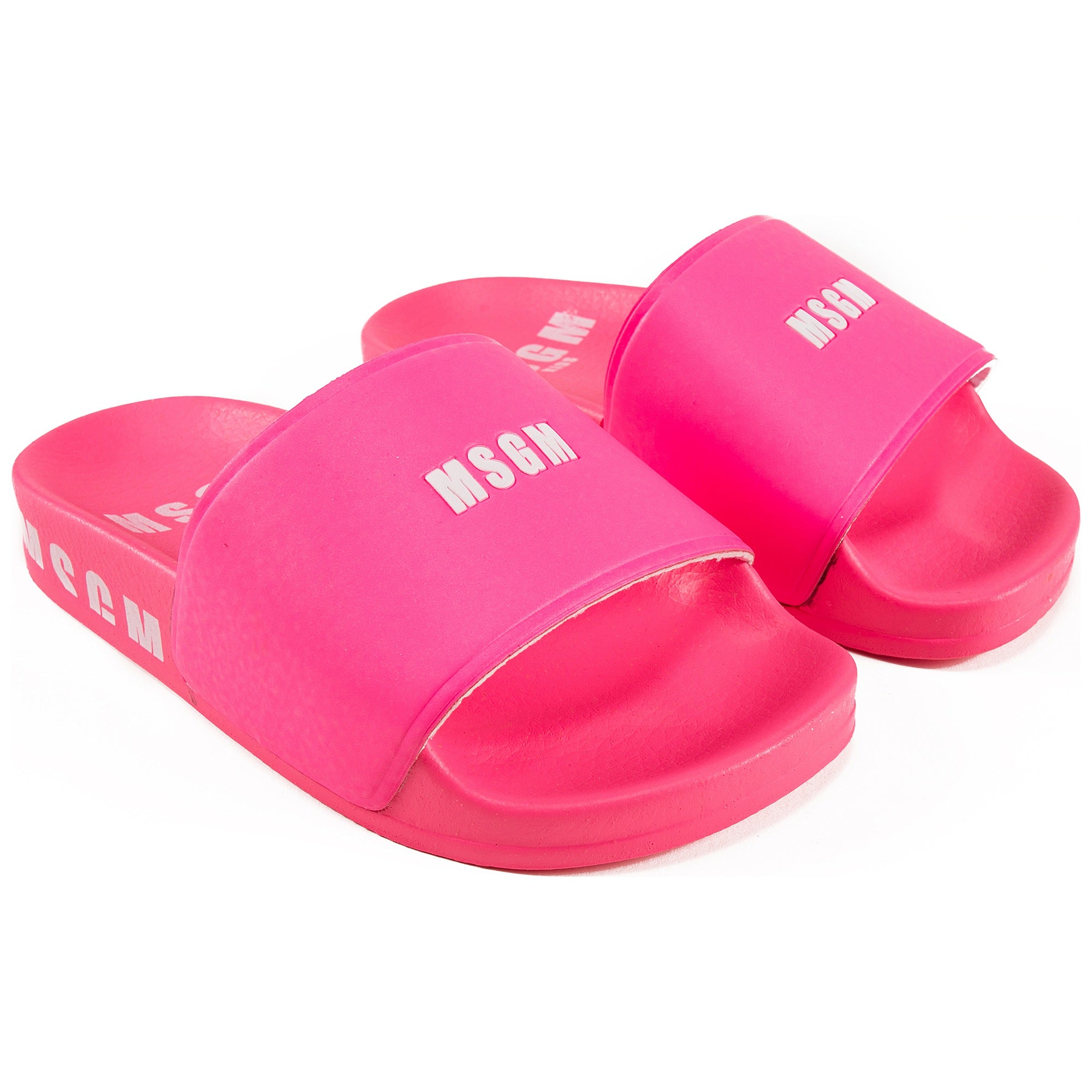 Girls Neon Pink Logo Sandals