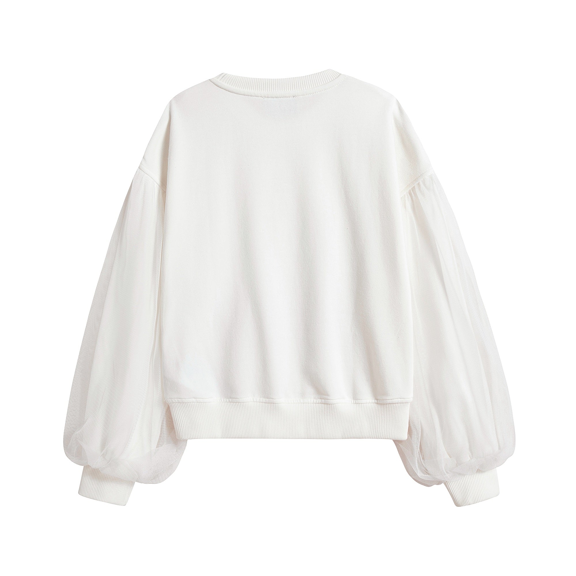 Girls White Printed Cotton Sweatshirt