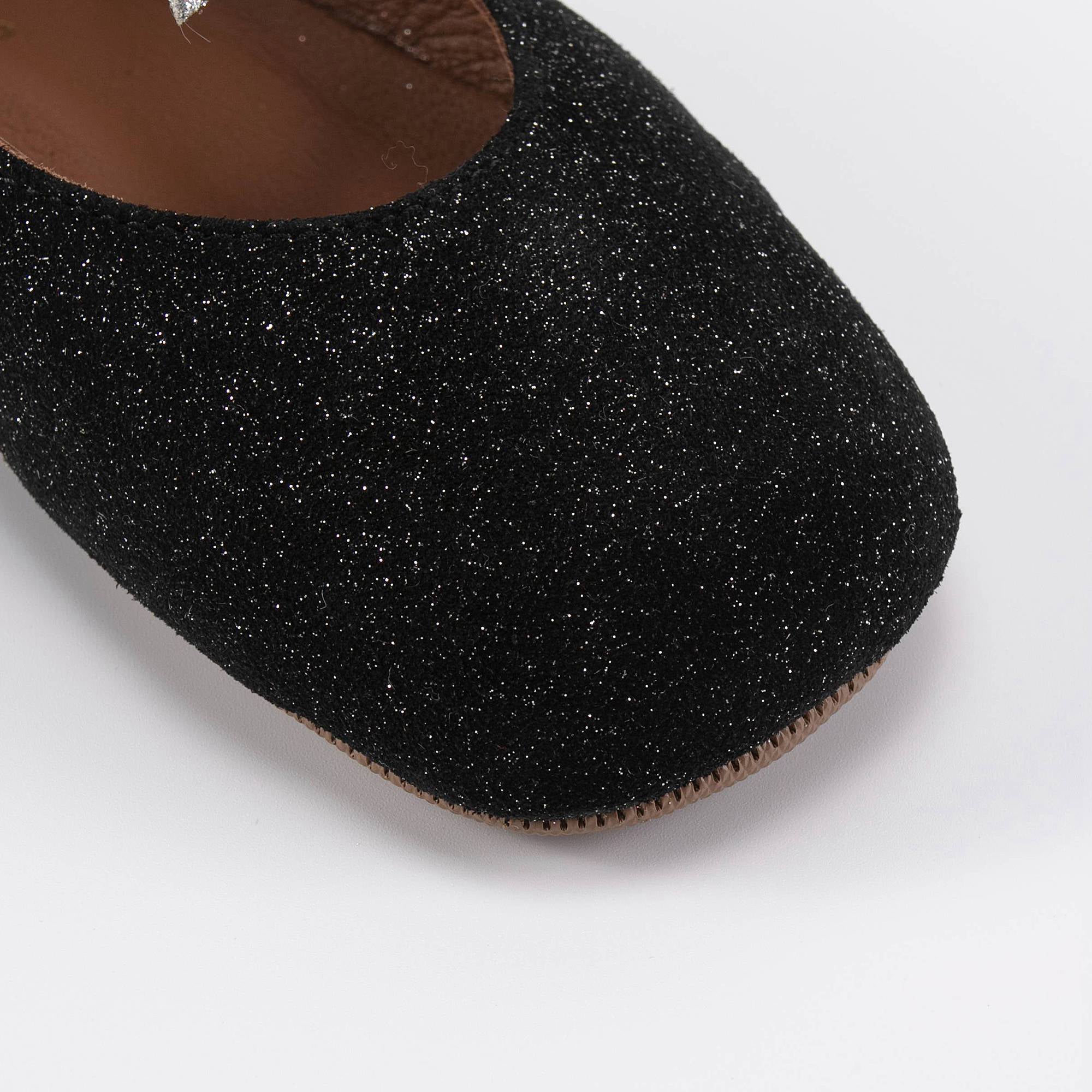 Girls Black Star Leather Shoes