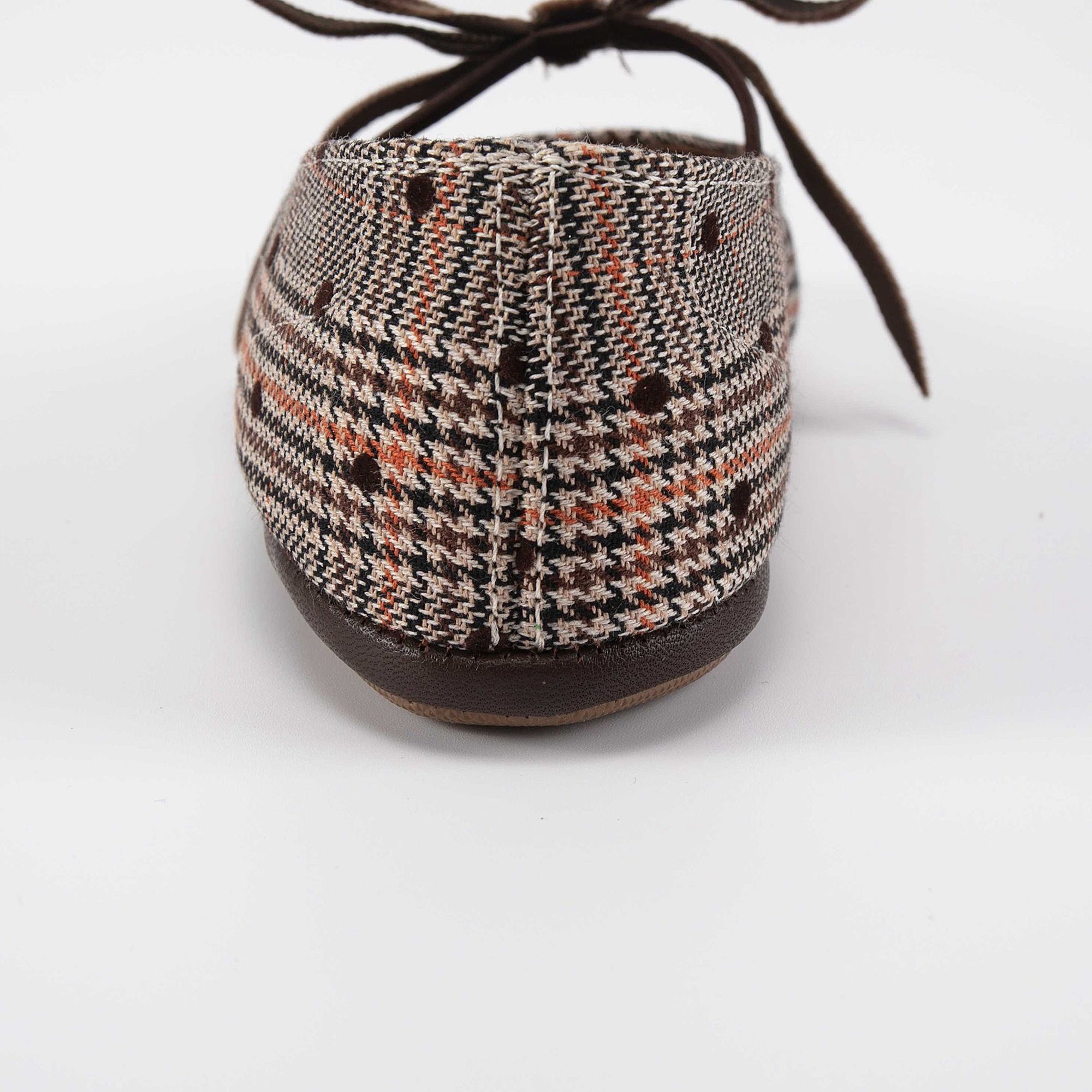 Girls Brown Check Shoes