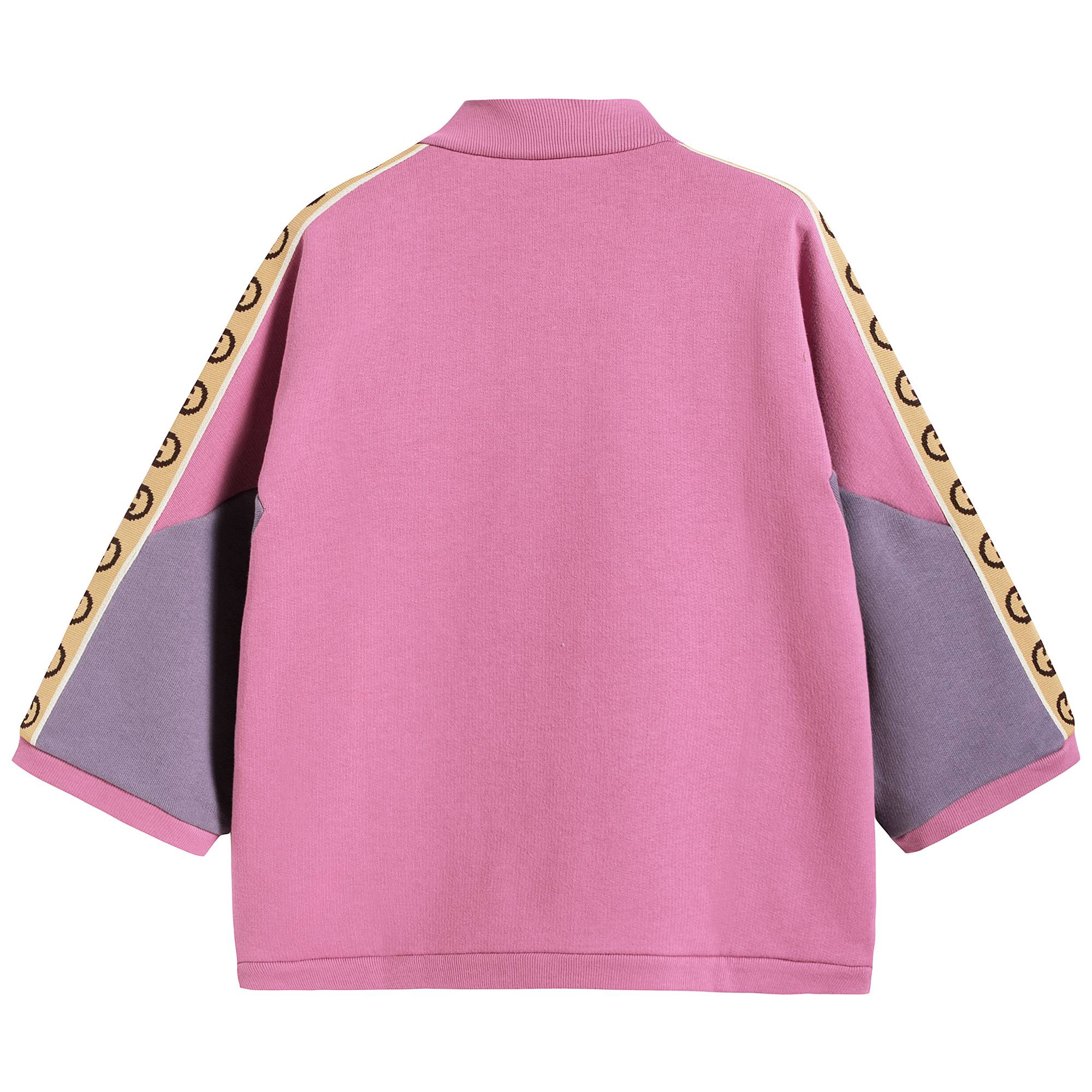 Girls Purple Zip-up Cotton Sweatshirt