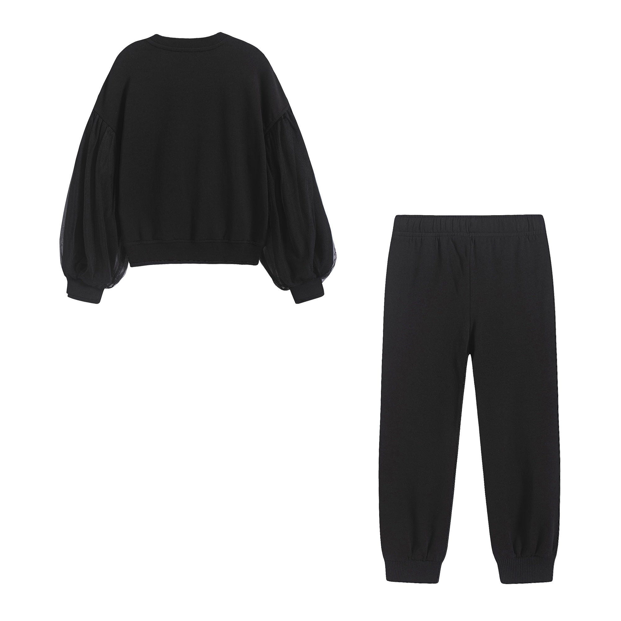 Girls Black Logo Cotton Set