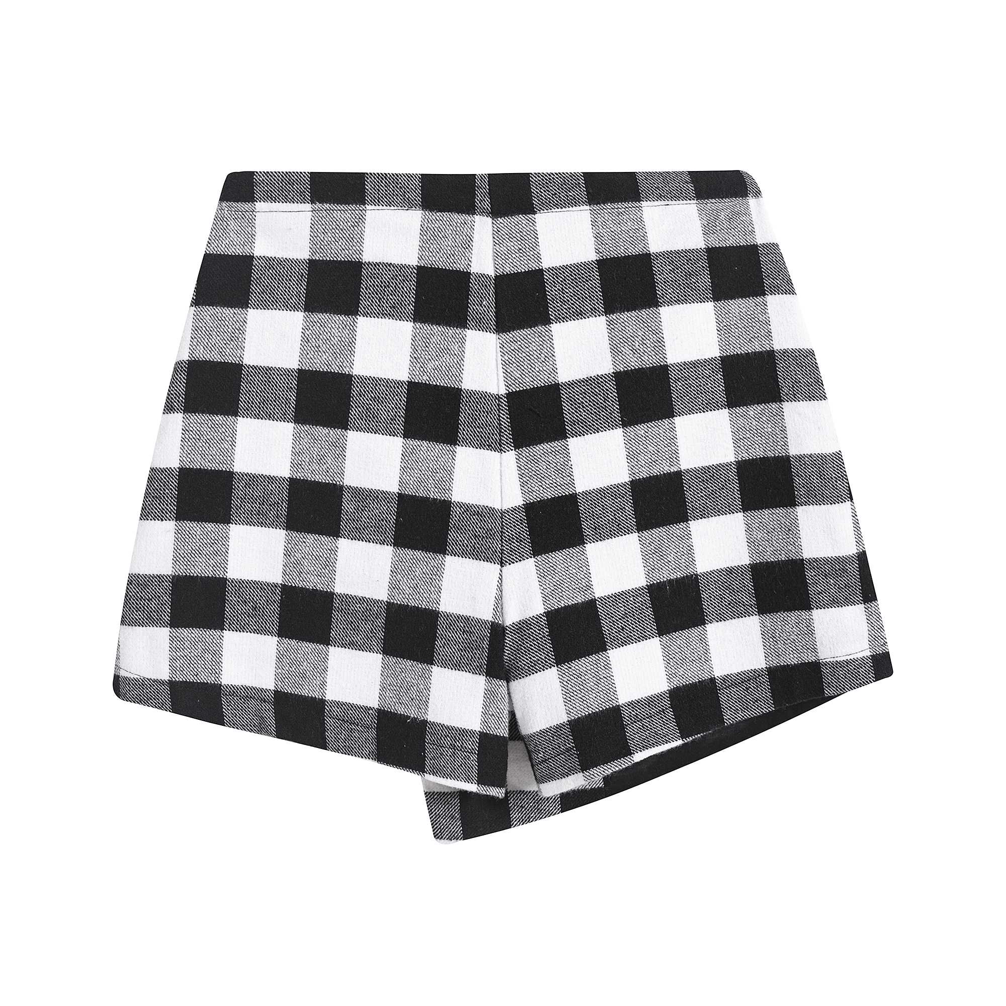 Girls Black Check Cotton Skirt