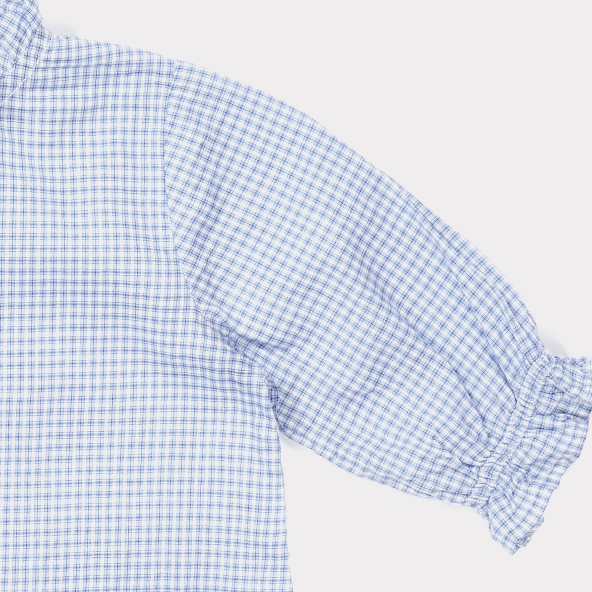 Baby Girls Sky Blue Check Cotton Blouse