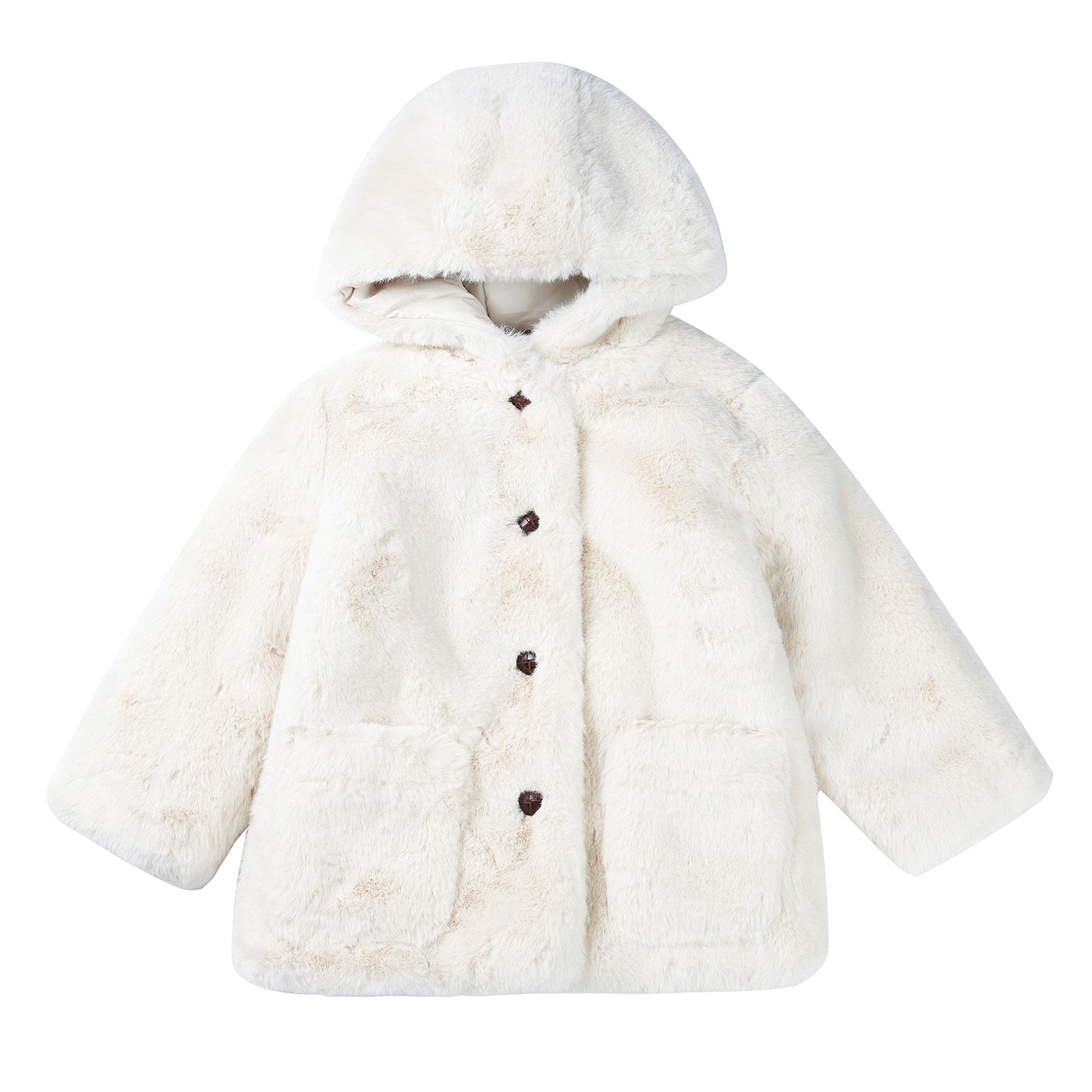 Girls White Hooded Coat