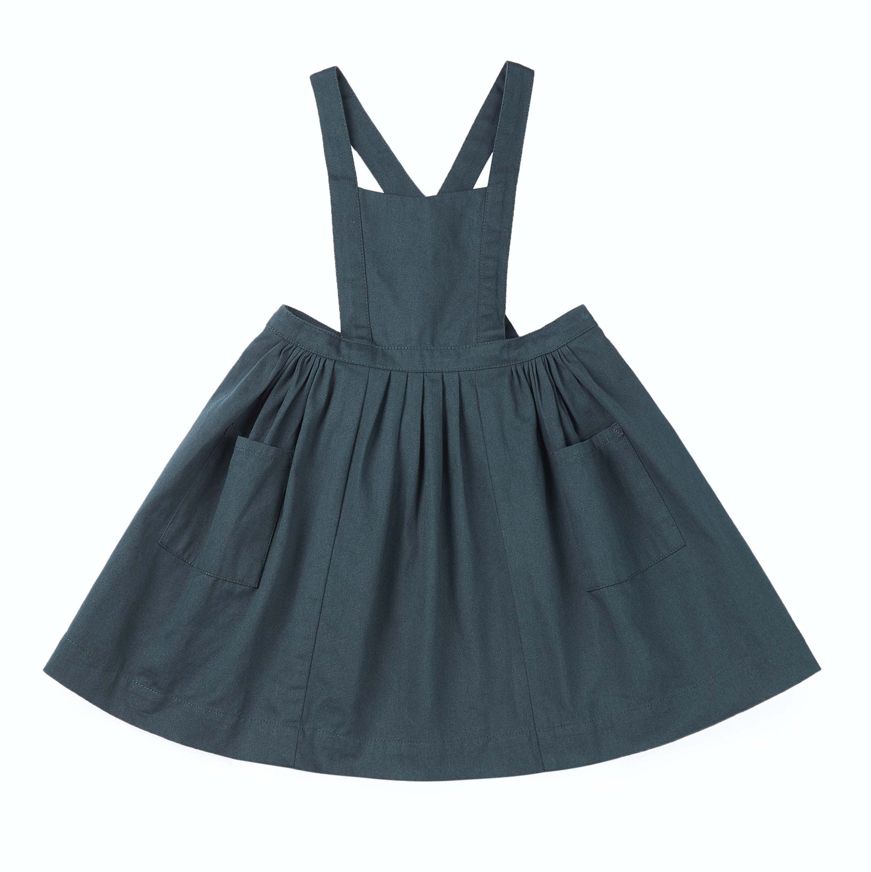 Girls Dark Grey Strap Cotton Skirt