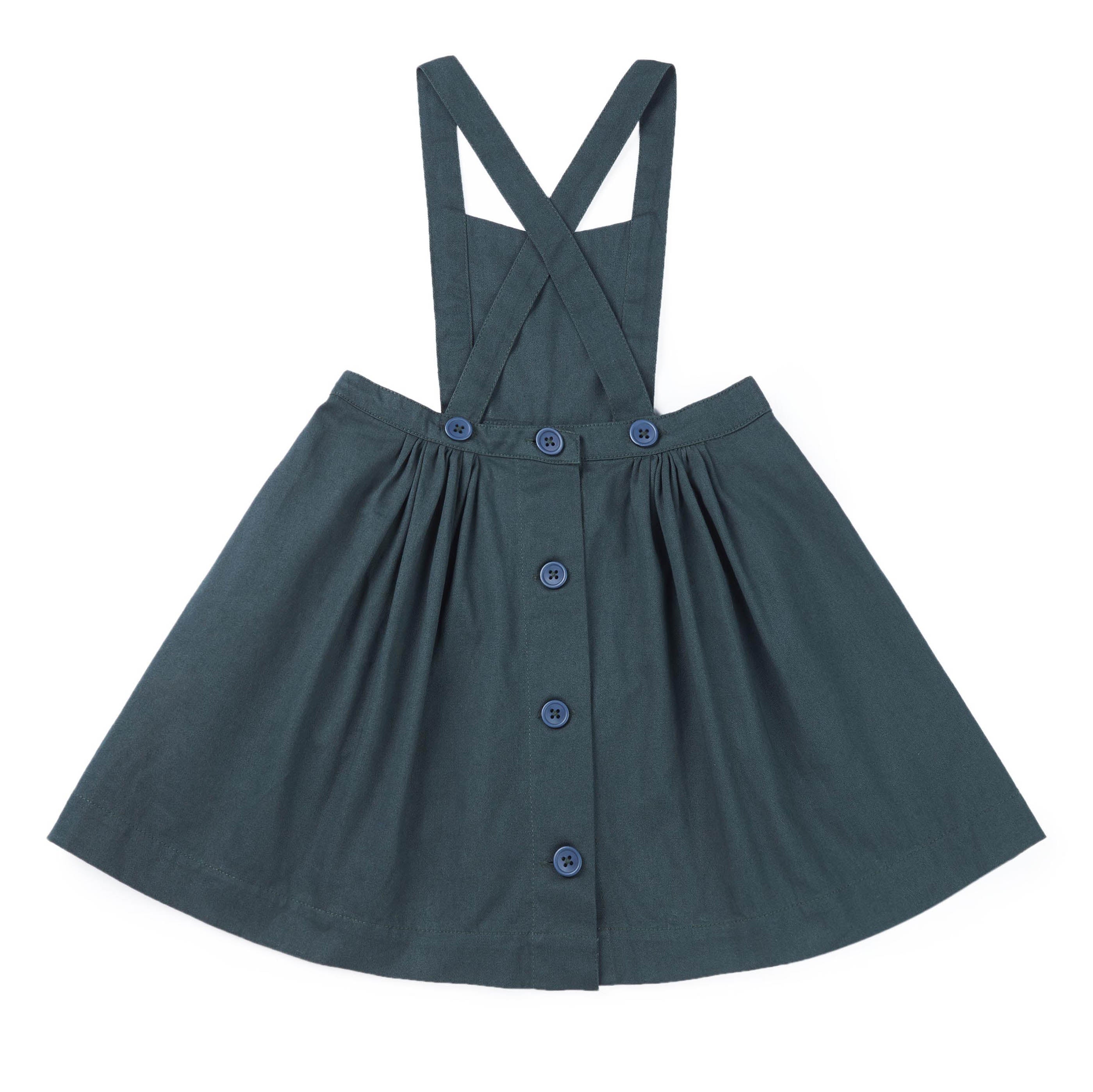 Girls Dark Grey Strap Cotton Skirt