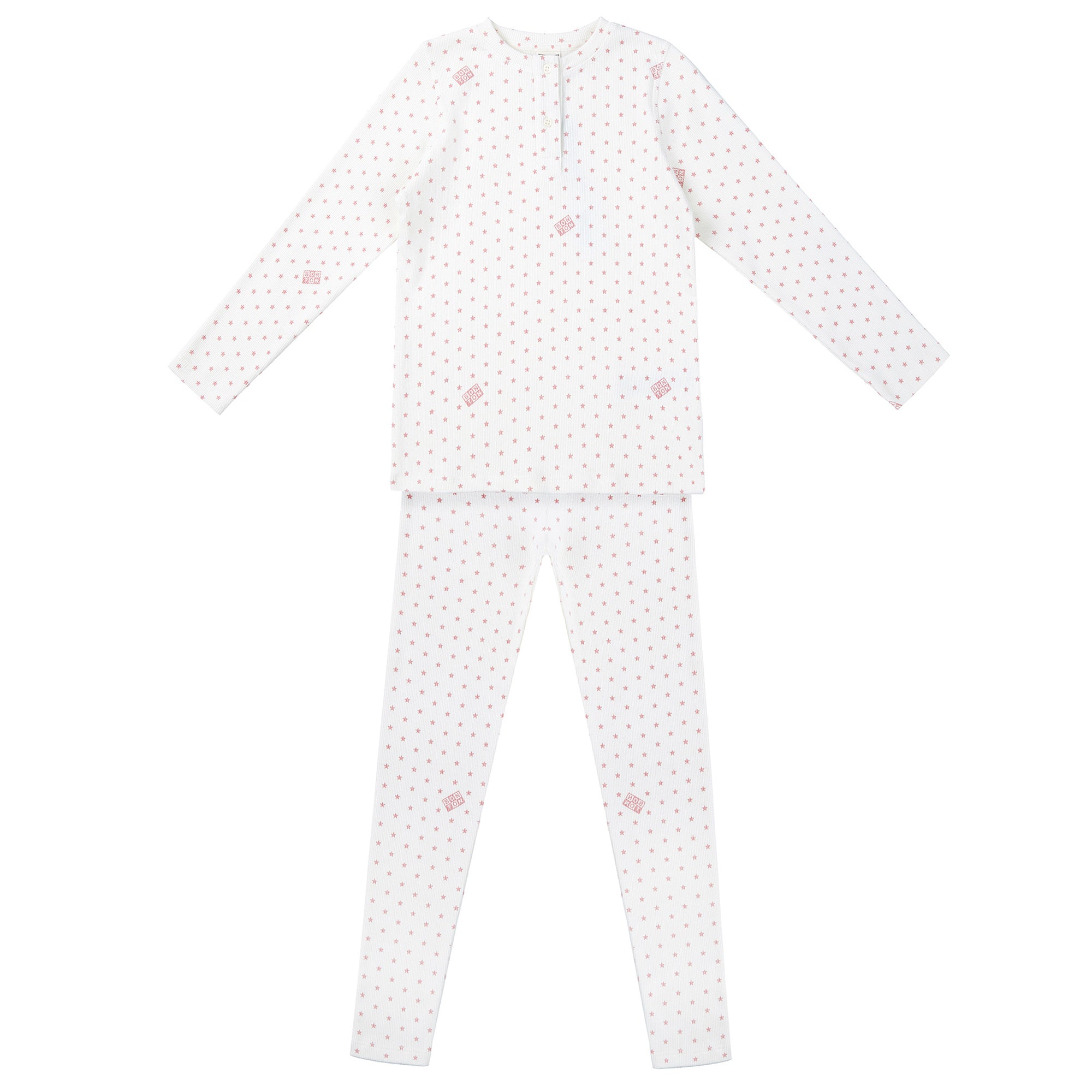 Girls White Star Cotton Nightwear Set