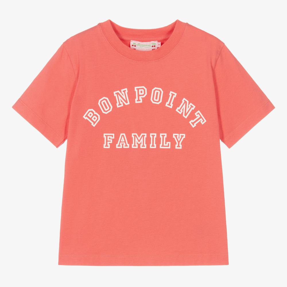 Girls Red Logo Cotton T-Shirt