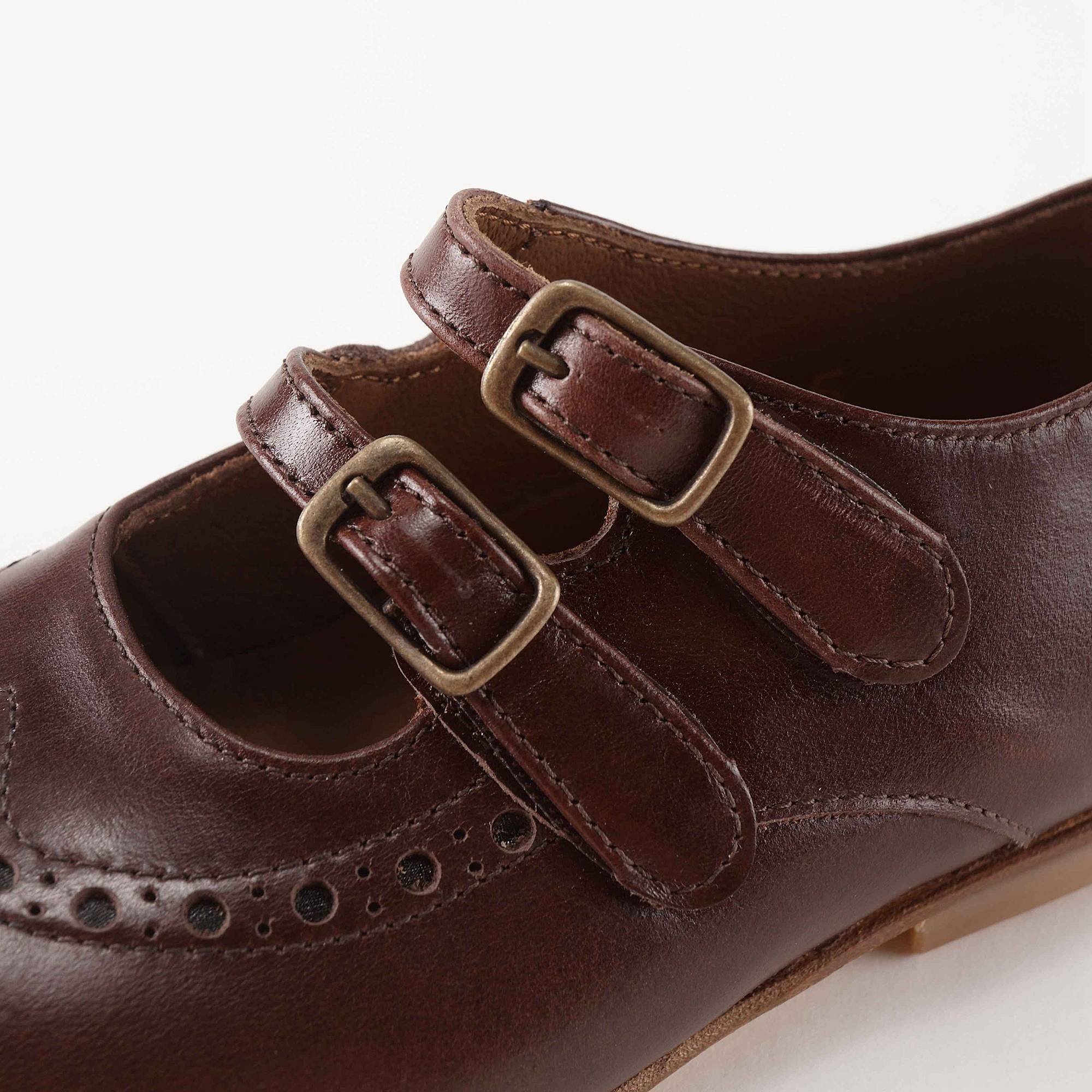 Girls Dark Brown Leather Shoes