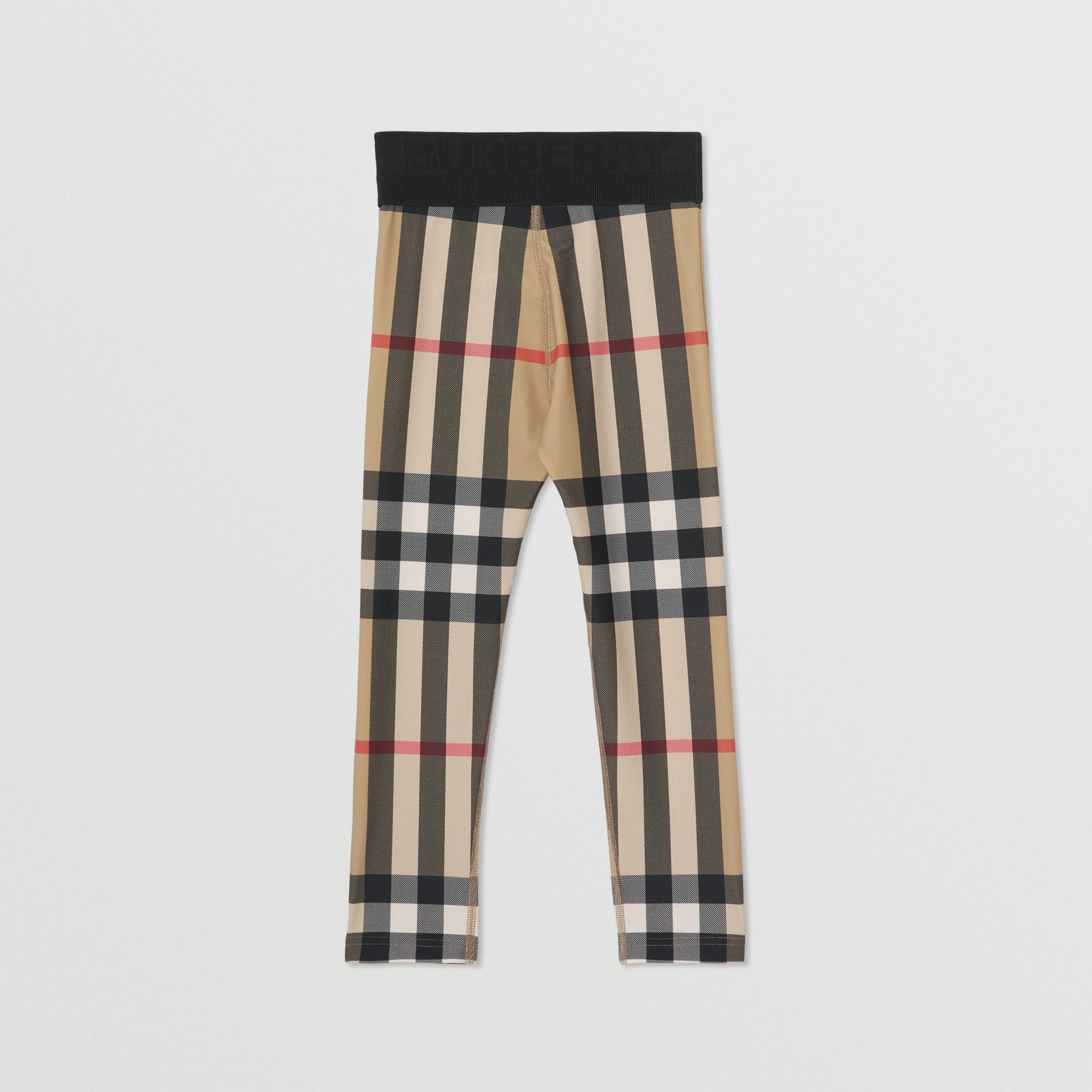 Girls Beige Check Leggings
